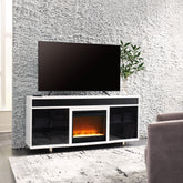 Sectionals for Less - Ashley Furniture - Gardoni 72" TV Stand with Electric Fireplace - 72" TV Stand with Electric Fireplace / White/Black - W756W1