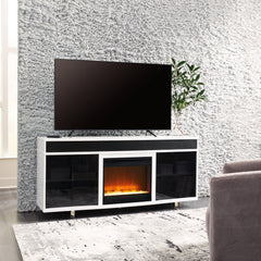 Sectionals for Less - Ashley Furniture - Gardoni 72" TV Stand with Electric Fireplace - 72" TV Stand with Electric Fireplace / White/Black - W756W1
