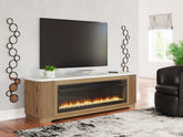 Sectionals for Less - Ashley Furniture - Camdill 80" TV Stand with Electric Fireplace - 80" TV Stand with Electric Fireplace / Light Brown - W808W1