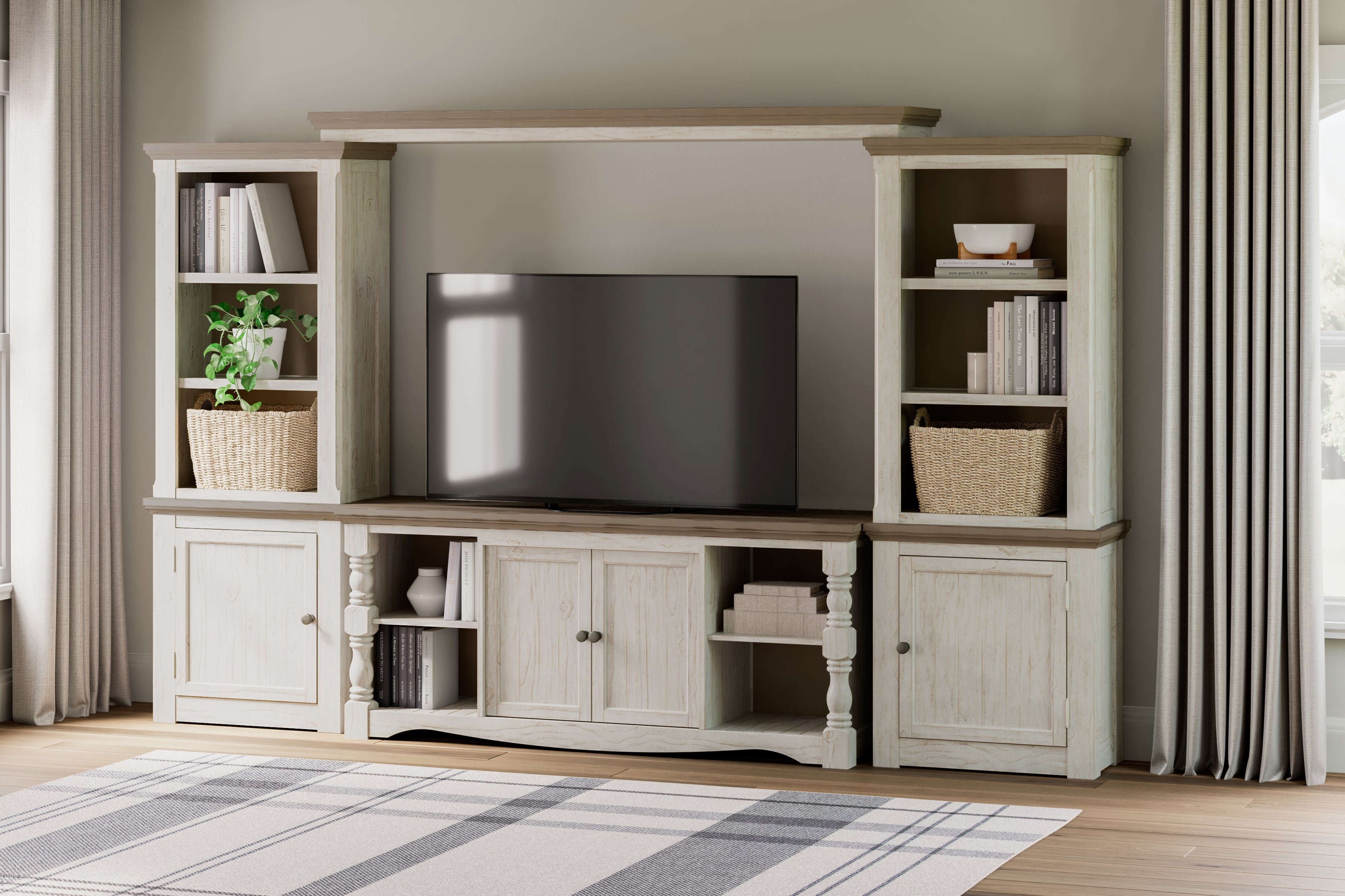 Sectionals for Less - Ashley Furniture - Havalance Entertainment Center - 4-Piece Entertainment Center / Two-tone - W814W1