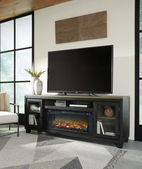 Sectionals for Less - Ashley Furniture - Foyland 83" TV Stand with Electric Fireplace - 83" TV Stand with Electric Fireplace / Black/Brown - W989W1