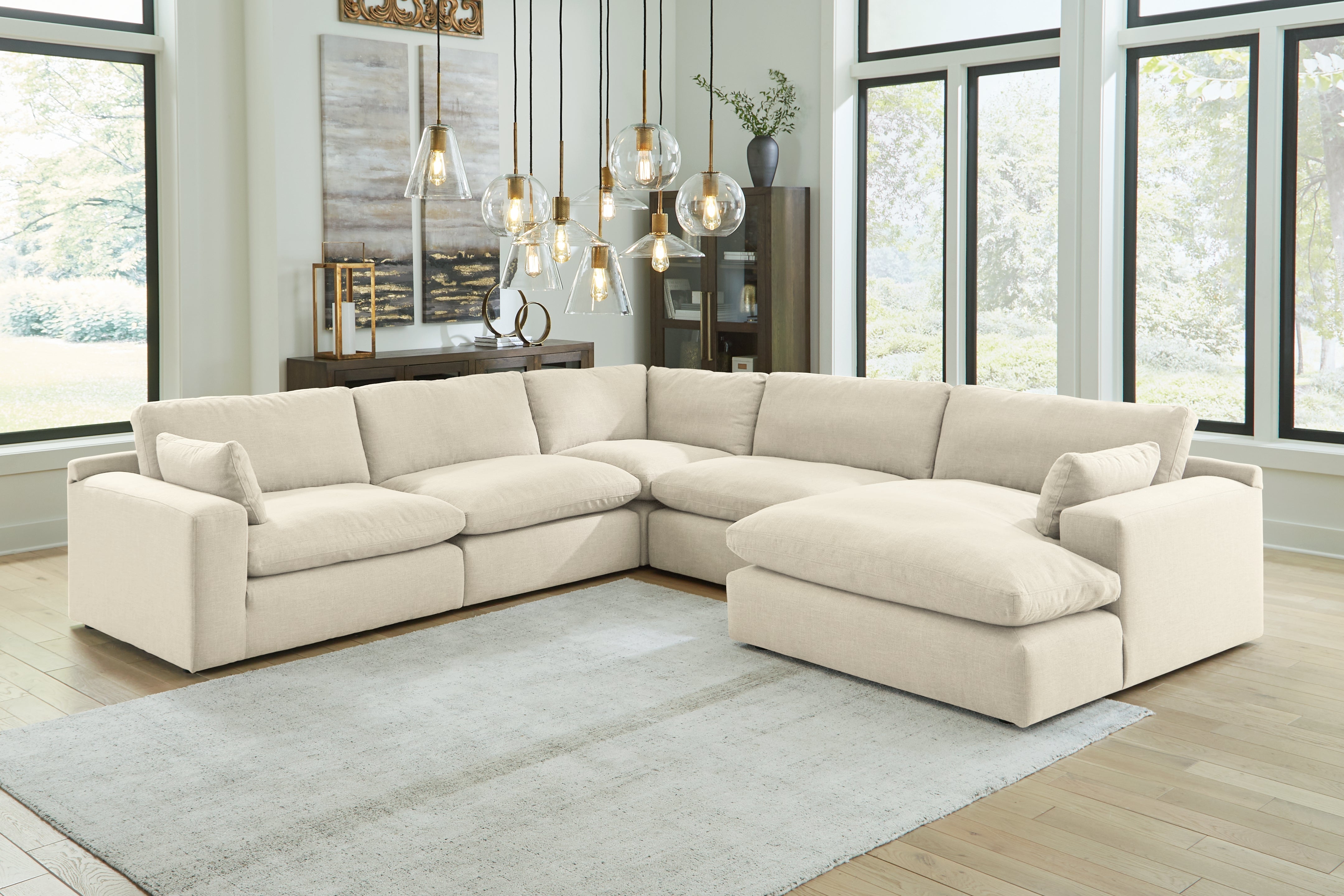 Sectionals for Less - Ashley Furniture - Elyza Sectional - RAF 5-Piece Sectional with Chaise / Linen - 10006S7
