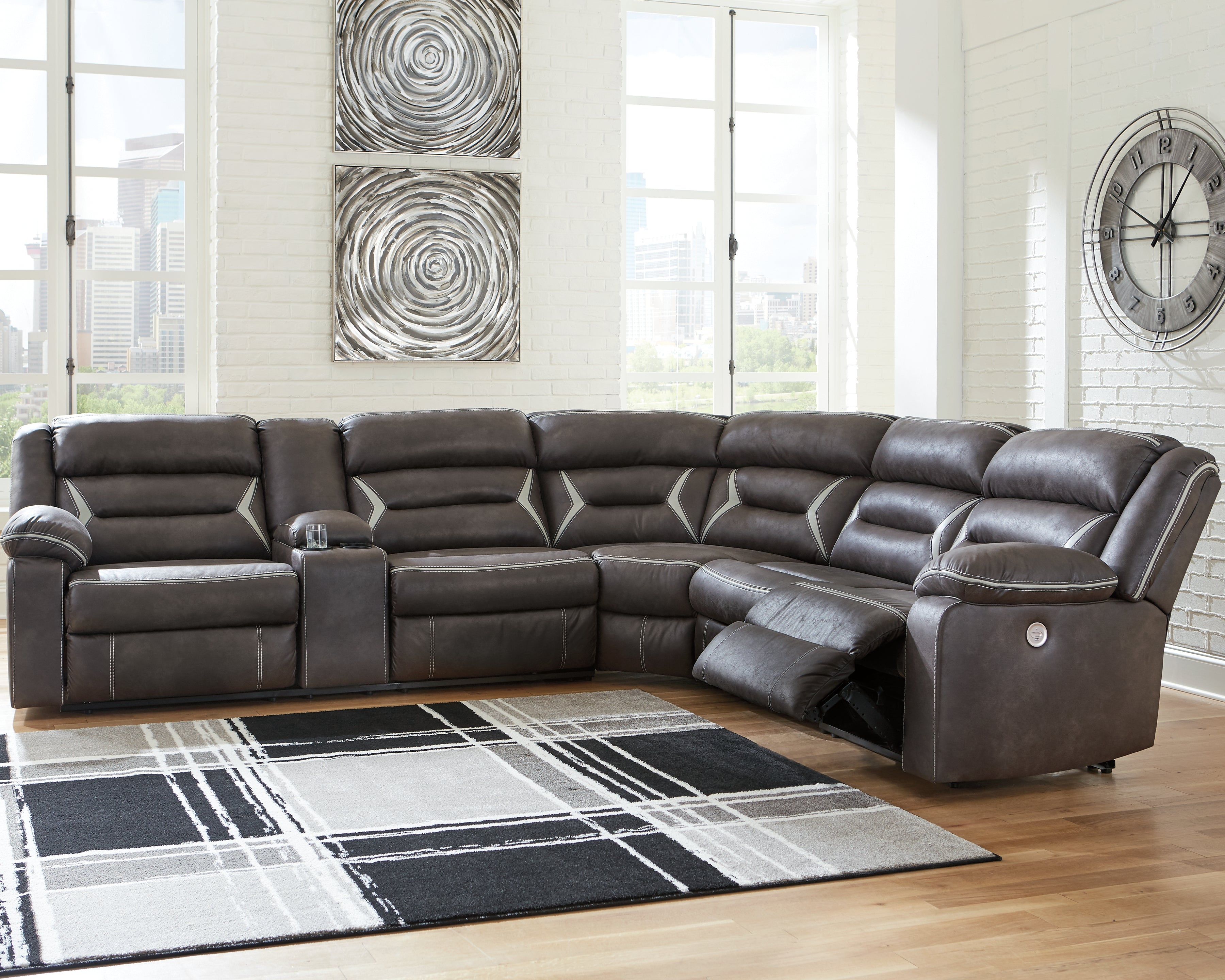 Sectionals for Less - Ashley Furniture - Kincord Sectional - 4-Piece Power Reclining Sectional / Midnight - 13104S4