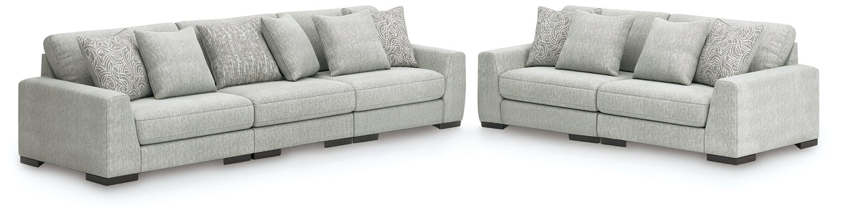Sectionals for Less - Ashley Furniture - Regent Park 3-Piece Sectional Sofa and 2-Piece Sectional Loveseat - 3-Piece Sectional Sofa and 2-Piece Sectional Loveseat / Pewter - 14404U4