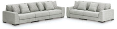 Sectionals for Less - Ashley Furniture - Regent Park 3-Piece Sectional Sofa and 2-Piece Sectional Loveseat - 3-Piece Sectional Sofa and 2-Piece Sectional Loveseat / Pewter - 14404U4