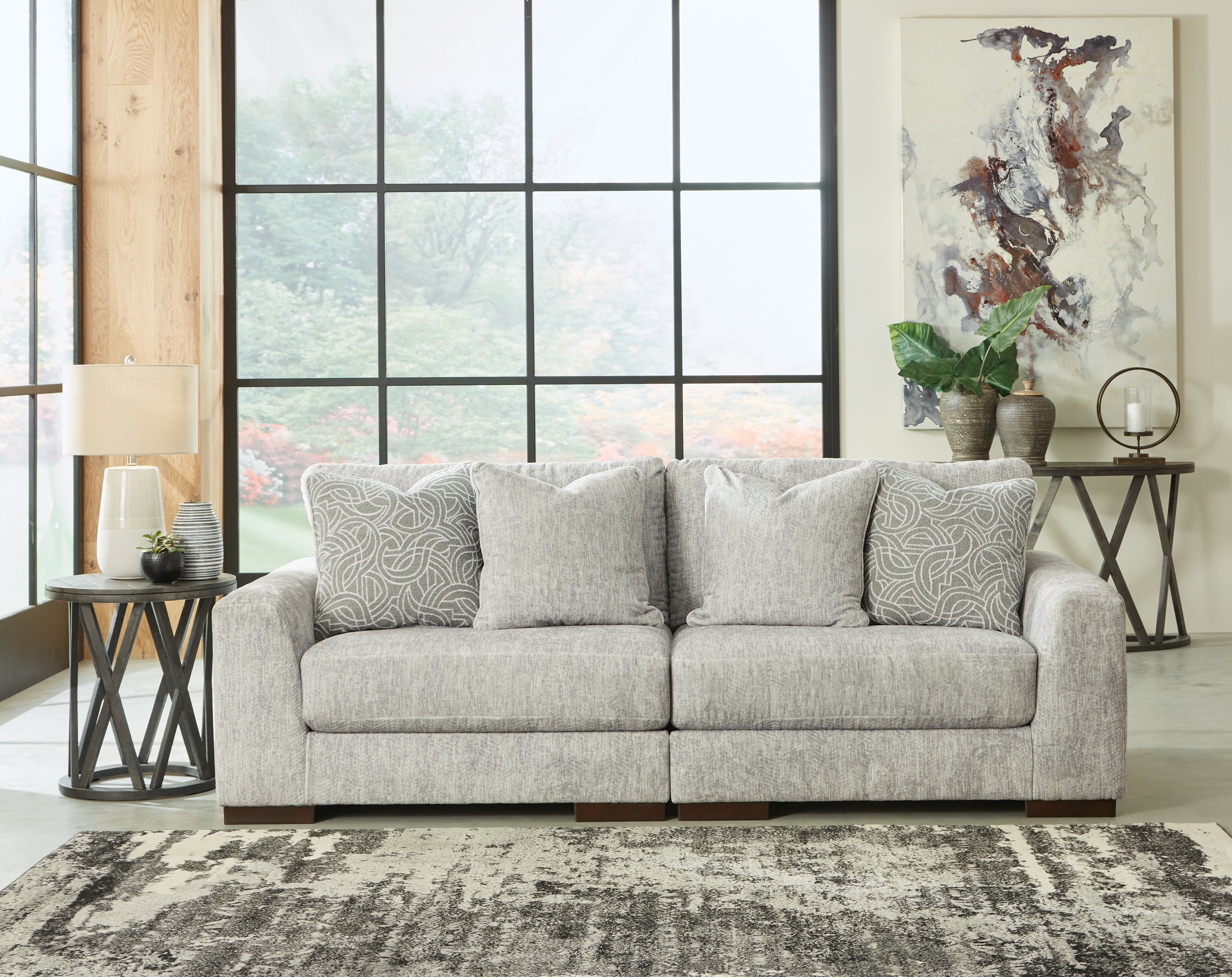 Sectionals for Less - Ashley Furniture - Regent Park Sectional - RAF 2-Piece Sectional Loveseat / Pewter - 14404S4