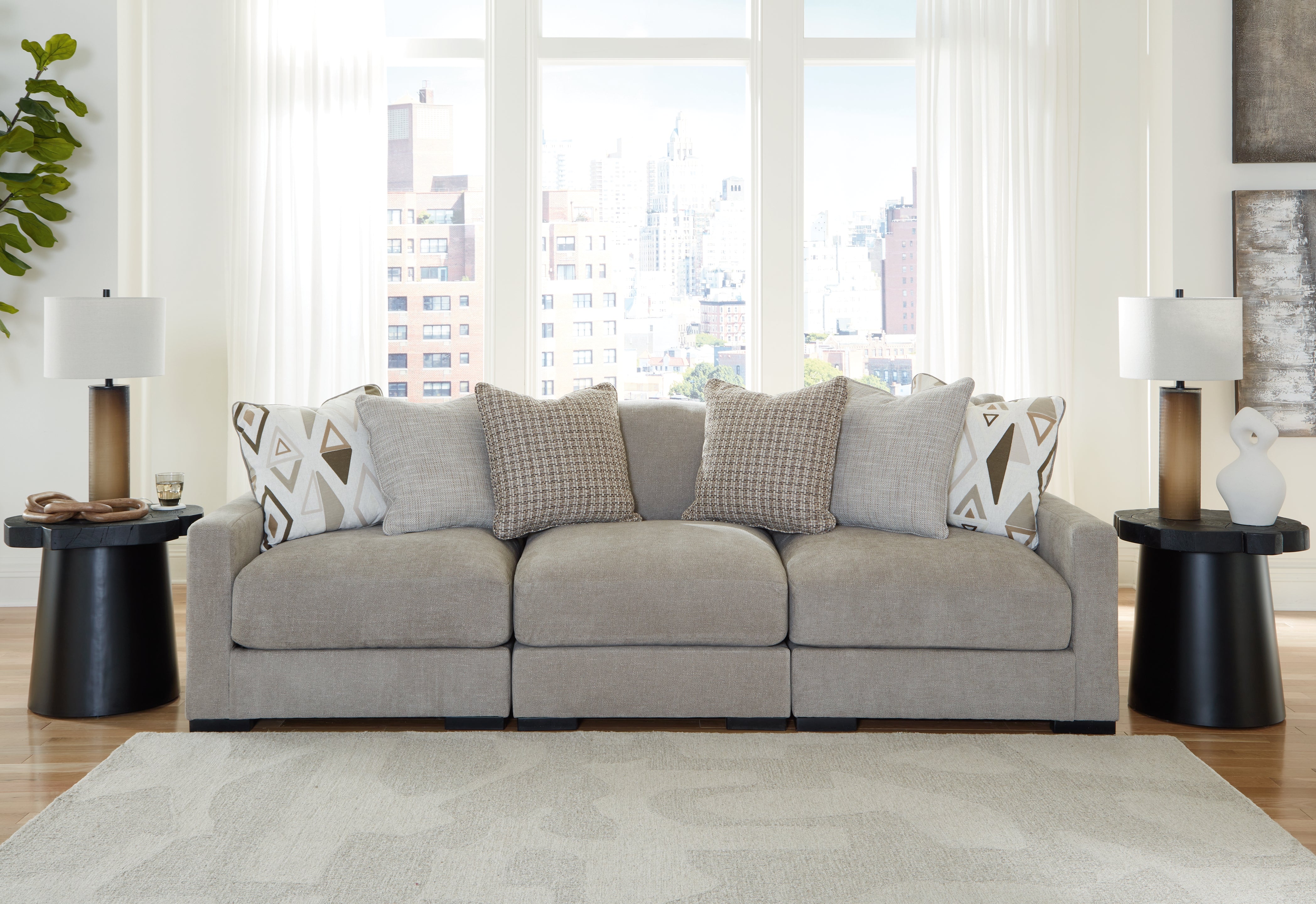 Sectionals for Less - Ashley Furniture - Aslan Court Sectional - RAF 3-Piece Sofa Sectional / Pebble - 20305S2