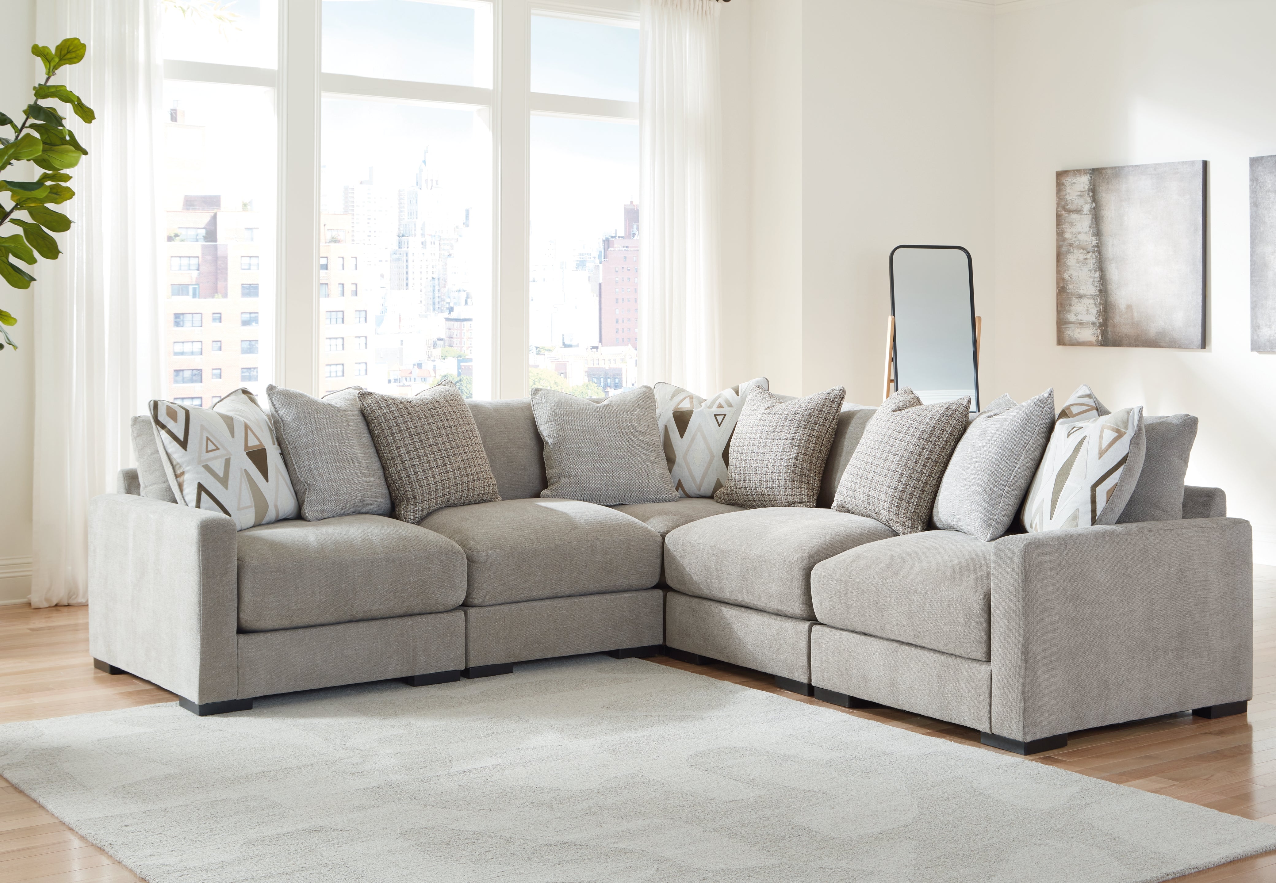 Sectionals for Less - Ashley Furniture - Aslan Court Sectional - RAF 5-Piece Sectional / Pebble - 20305S6