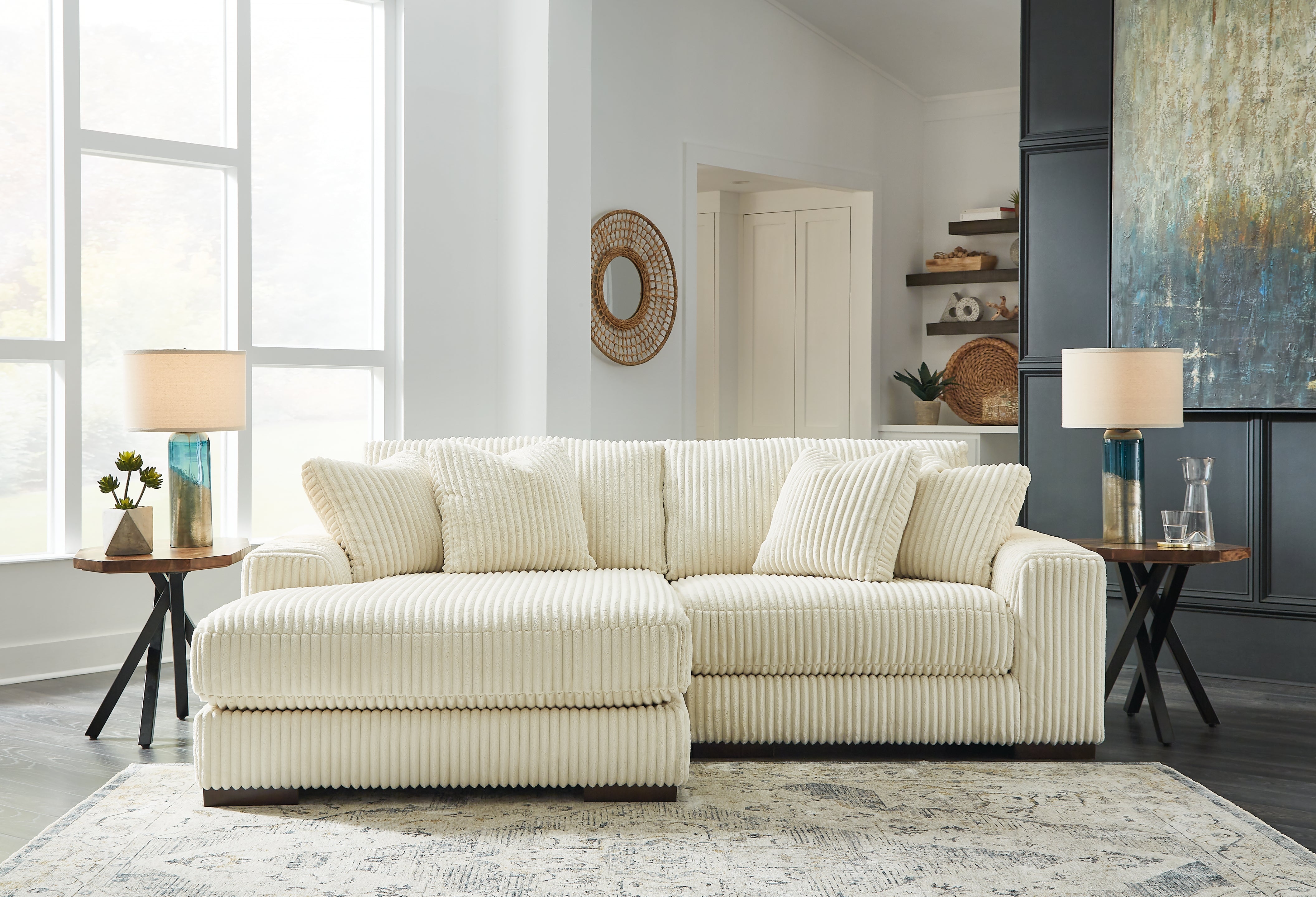 Sectionals for Less - Ashley Furniture - Lindyn Sectional - RAF 2-Piece Sectional with Chaise / Ivory - 21104S3