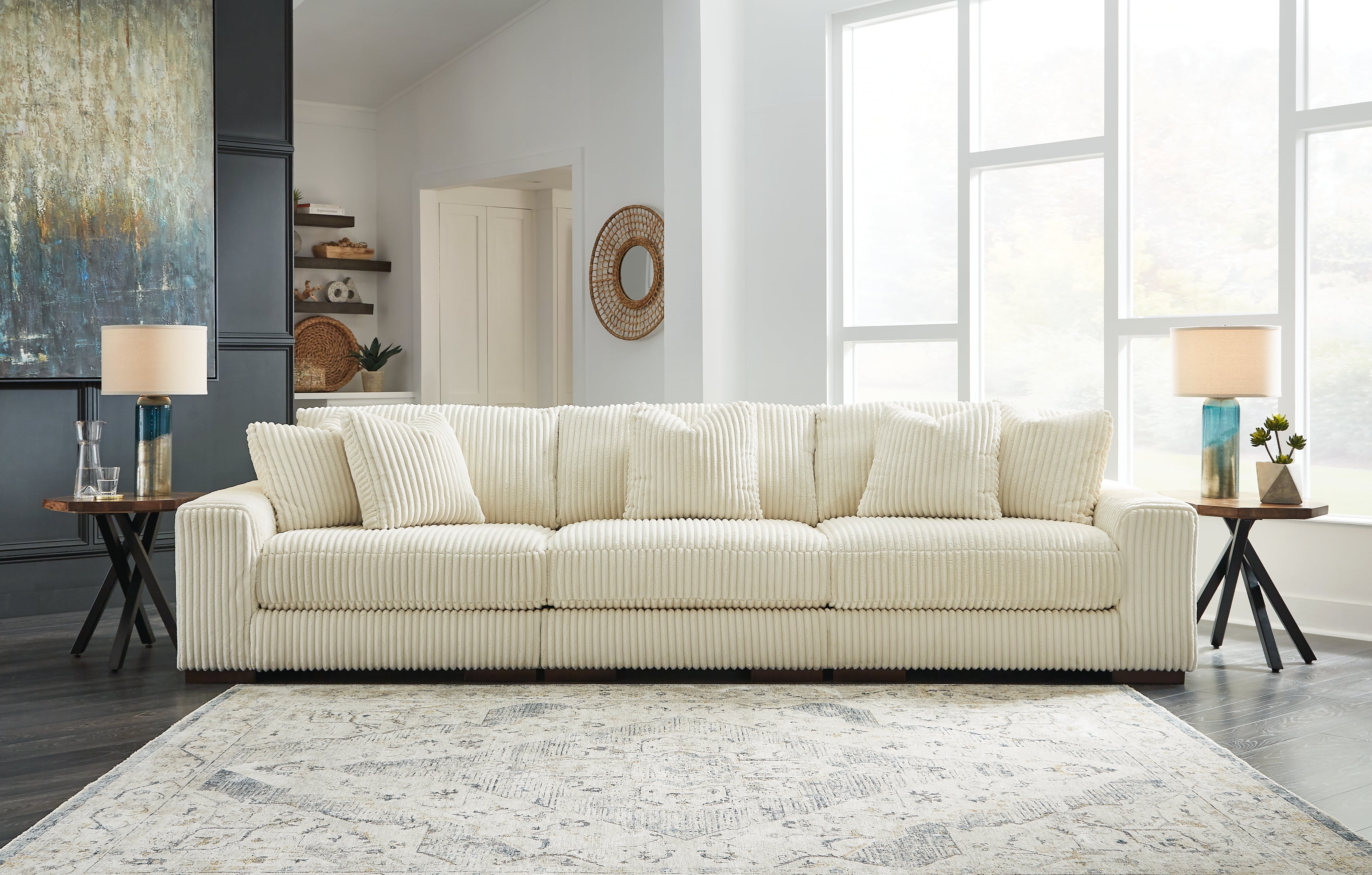 Sectionals for Less - Ashley Furniture - Lindyn Sectional - RAF 3-Piece Sectional Sofa / Ivory - 21104S14