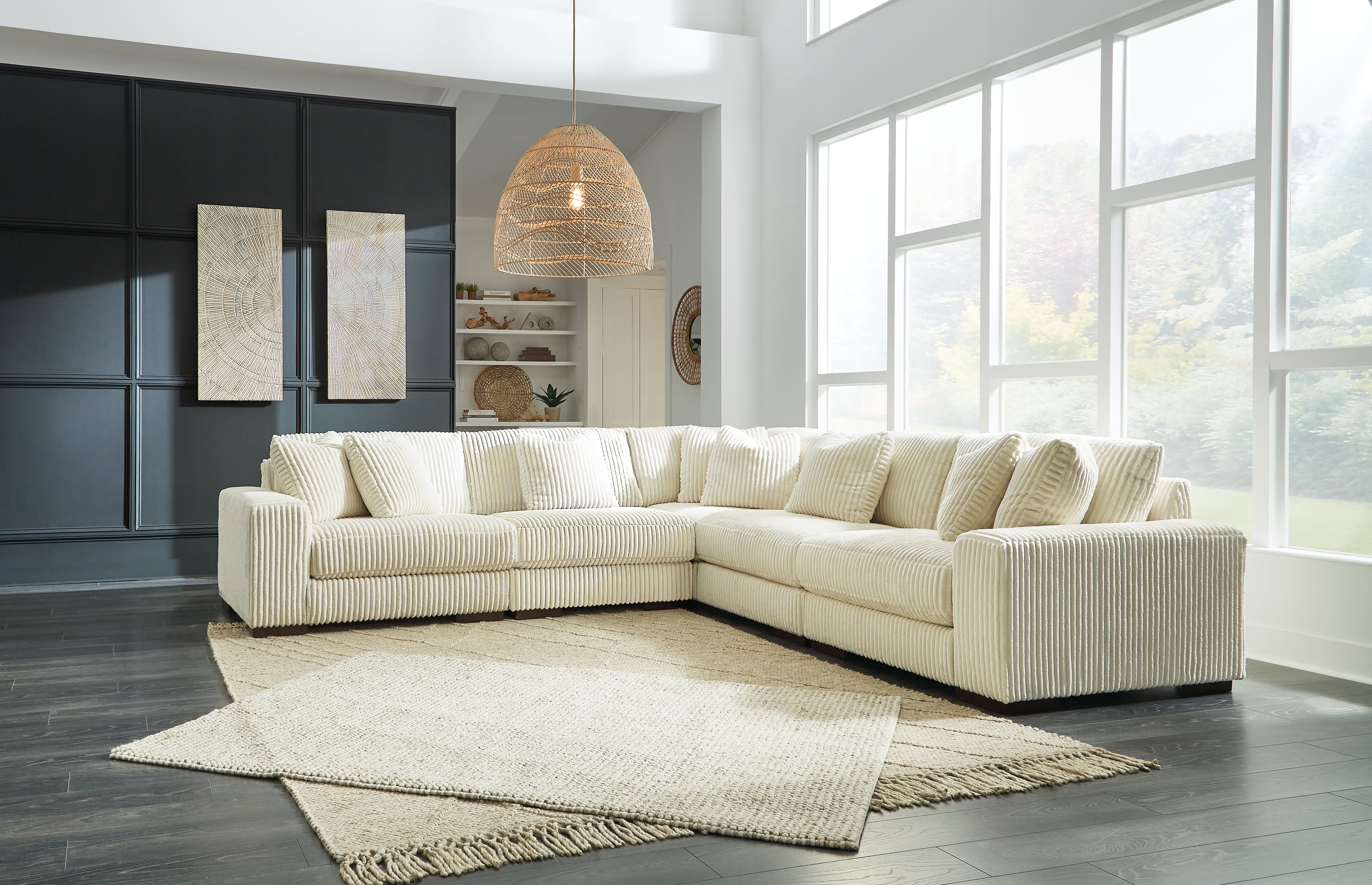 Sectionals for Less - Ashley Furniture - Lindyn Sectional - RAF 5-Piece Sectional / Ivory - 21104S5