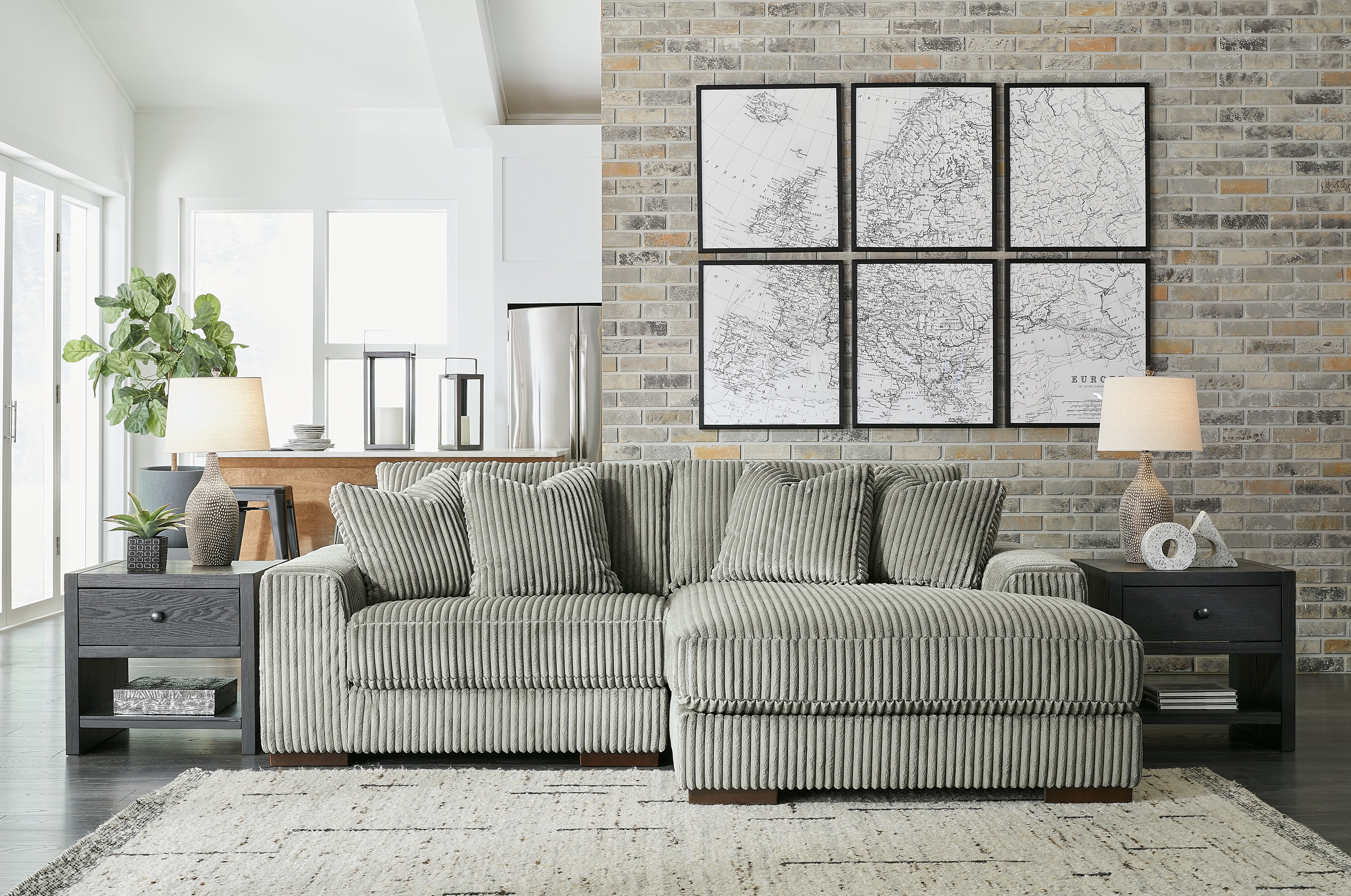 Sectionals for Less - Ashley Furniture - Lindyn Sectional - RAF 2-Piece Sectional with Chaise / Fog - 21105S4