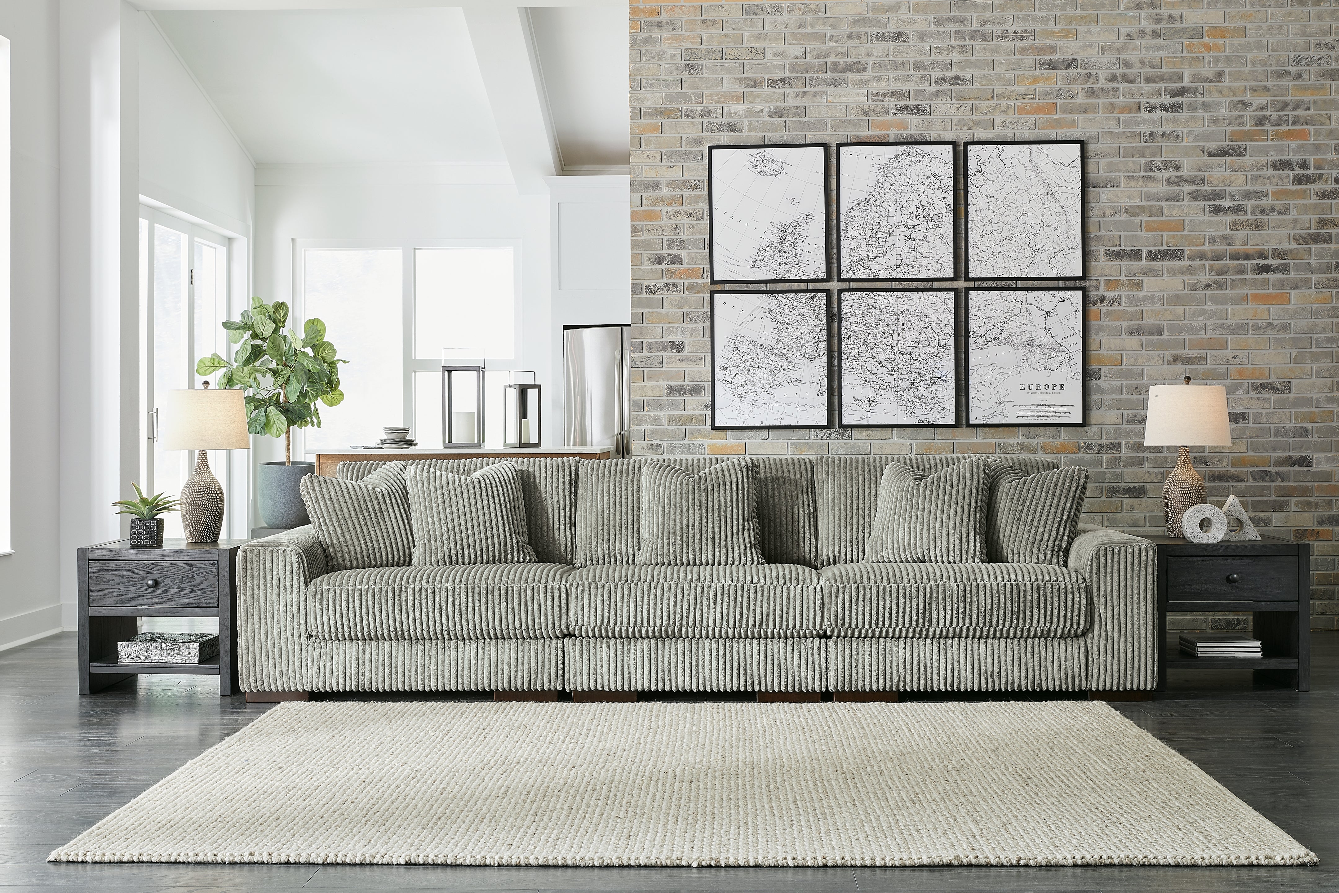 Sectionals for Less - Ashley Furniture - Lindyn Sectional - RAF 3-Piece Sectional Sofa / Fog - 21105S14