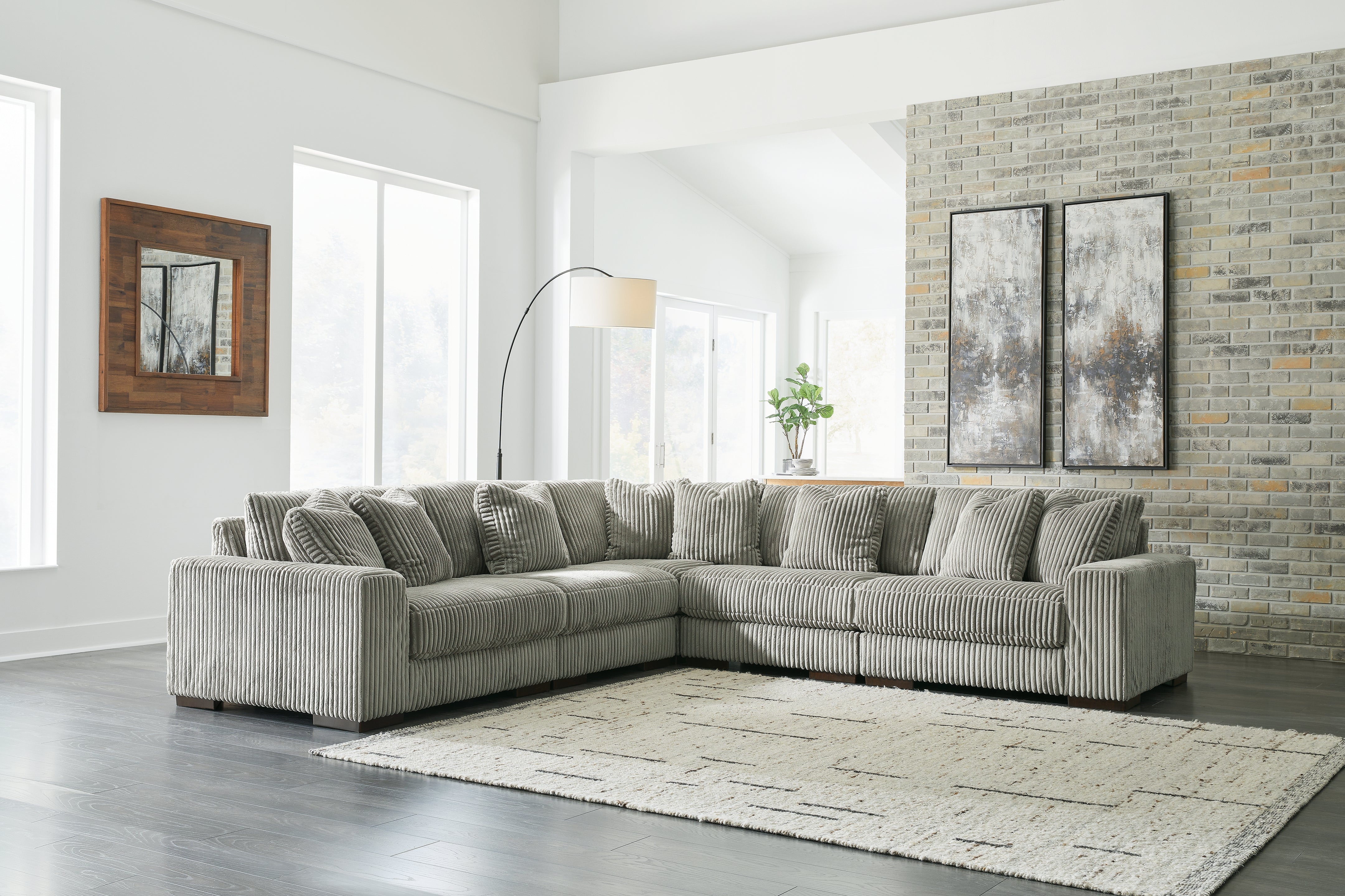 Sectionals for Less - Ashley Furniture - Lindyn Sectional - RAF 5-Piece Sectional / Fog - 21105S5