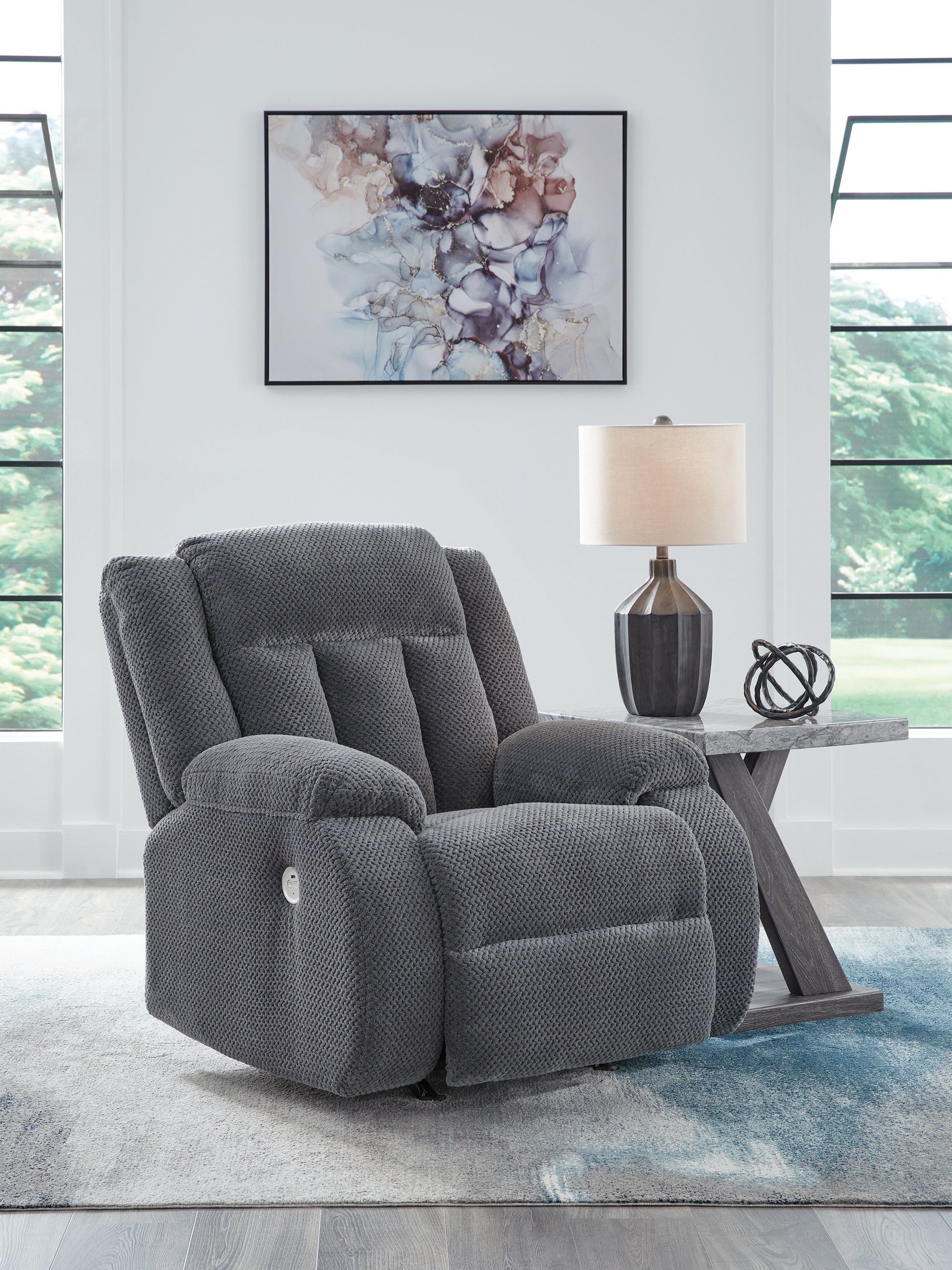 Sectionals for Less - Ashley Furniture - Observation Living Room - Power Rocker Recliner / Steel - PC2140598