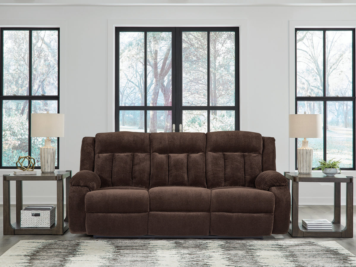 Sectionals for Less - Ashley Furniture - Observation Living Room - REC PWR Sofa w/Drop Down Table / Chocolate - PC2140699