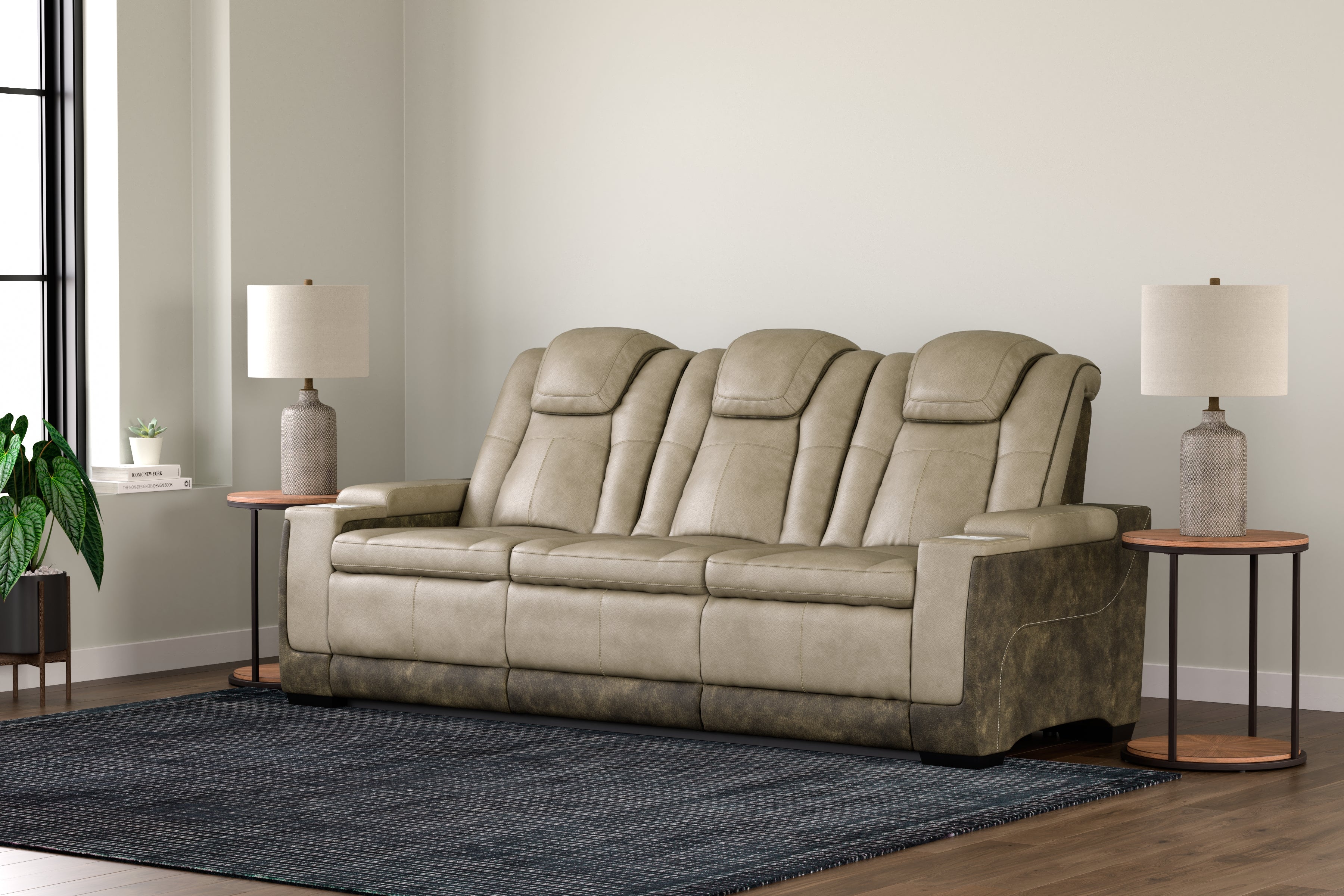 Sectionals for Less - Ashley Furniture - Next-Gen DuraPella Living Room - PWR REC Sofa with ADJ Headrest / Sand - 2200315