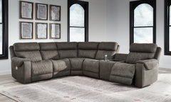 Sectionals for Less - Ashley Furniture - Hoopster Sectional - 6-Piece Power Reclining Sectional / Gunmetal - 23703S5