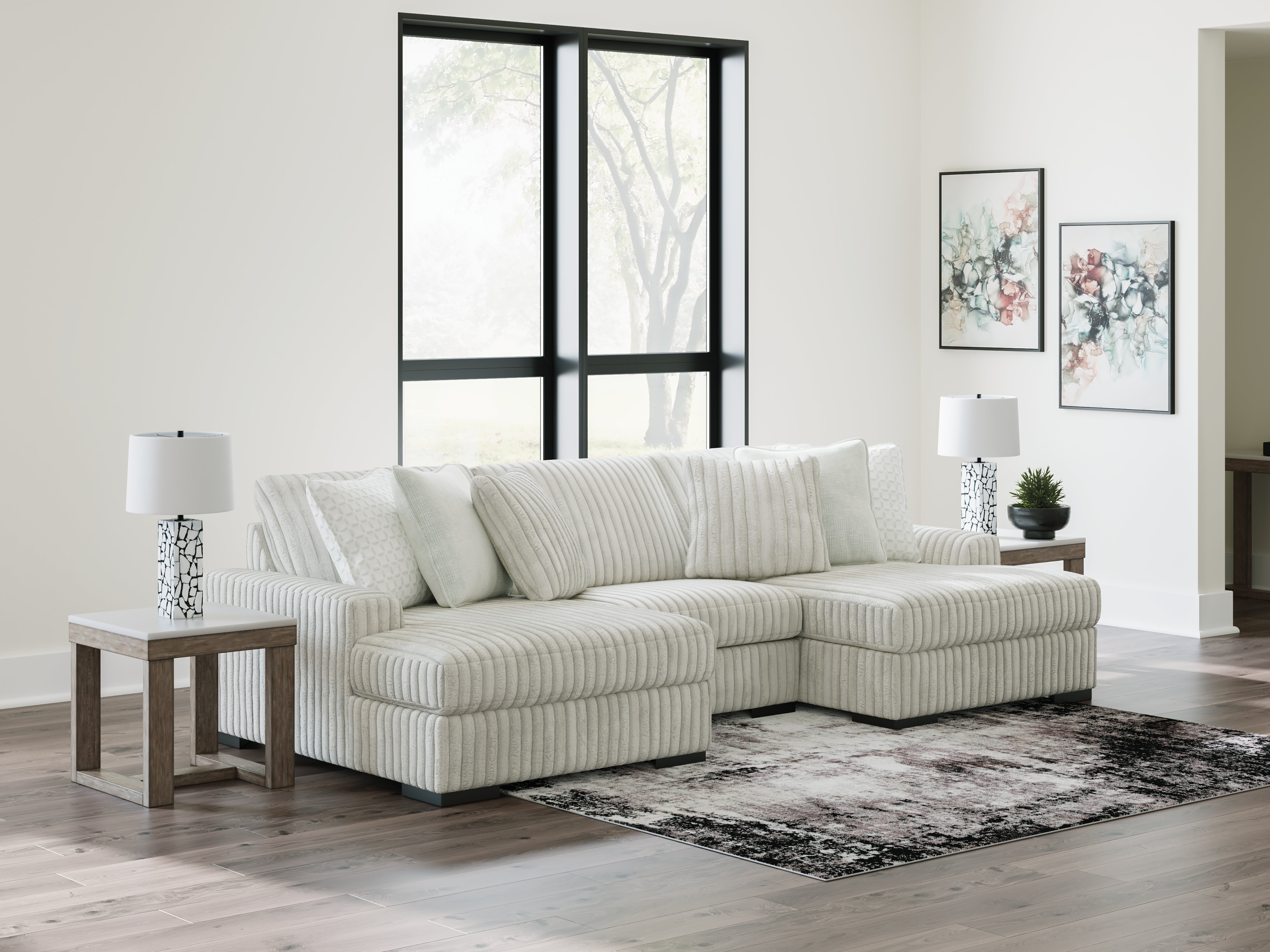 Sectionals for Less - Ashley Furniture - Stupendous Sectional - RAF 3-Piece Sectional with Double Chaise / Alloy - 25903S4