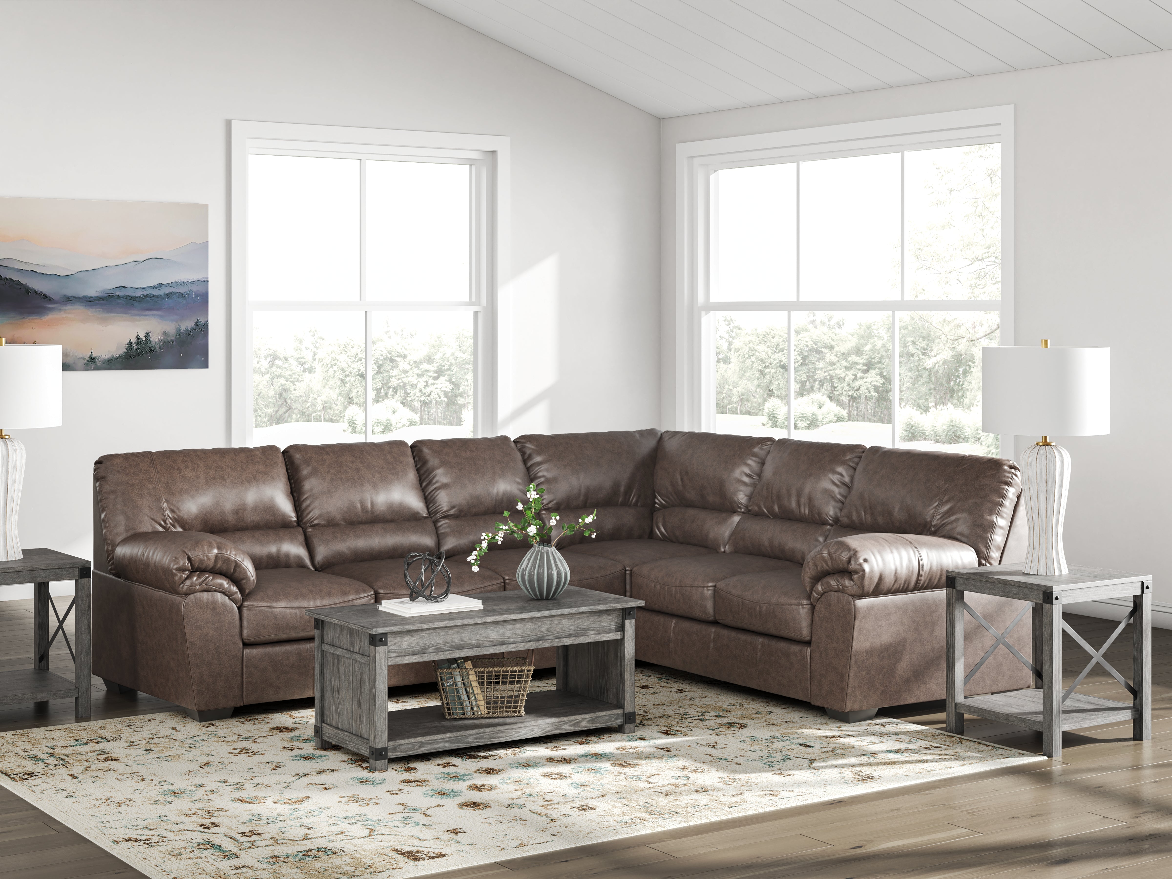 Sectionals for Less - Ashley Furniture - WillowBend Sectional - RAF 3-Piece Sectional / Umber - PC27705S3