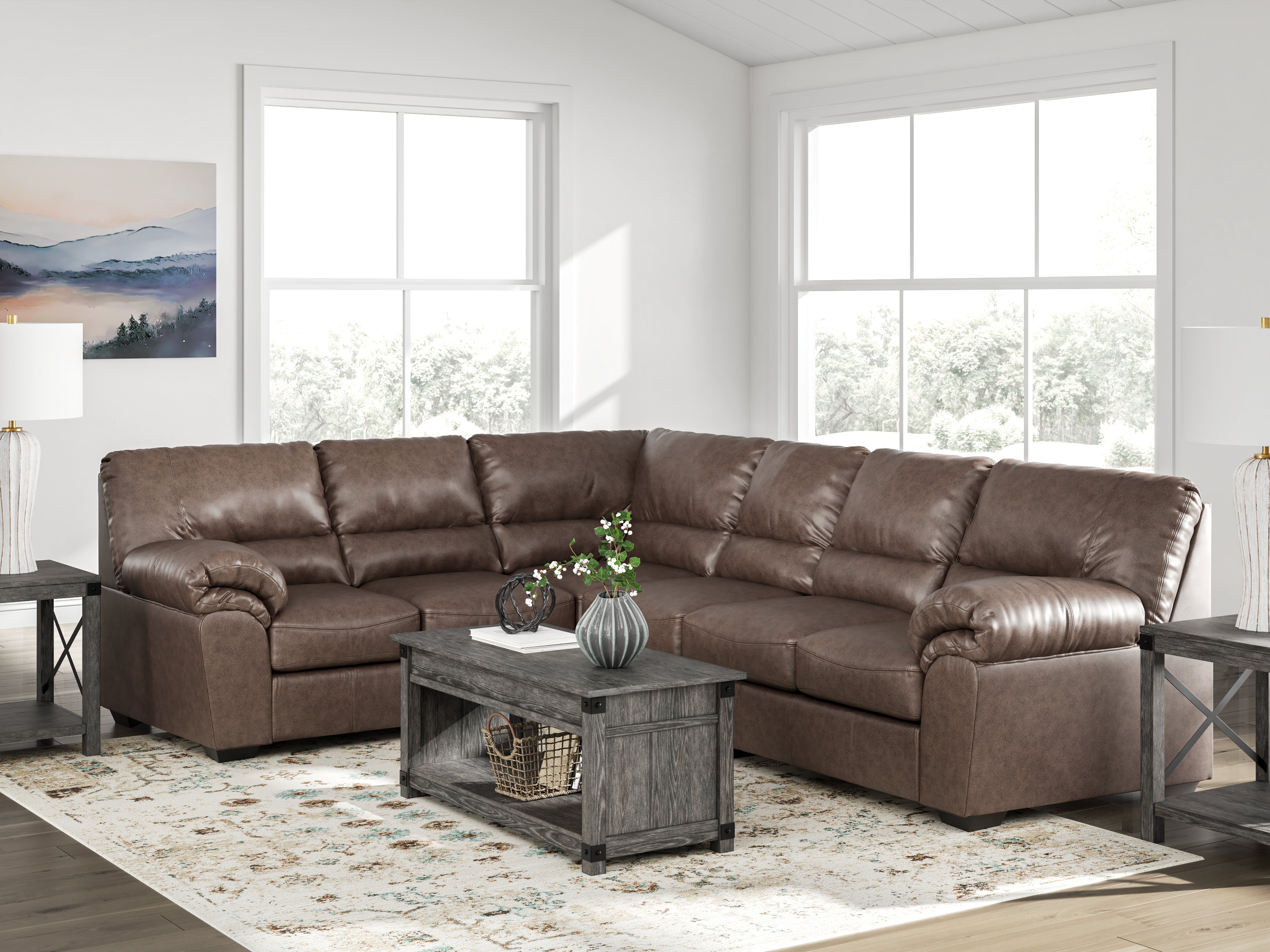 Sectionals for Less - Ashley Furniture - WillowBend Sectional - LAF 3-Piece Sectional / Umber - PC27705S4