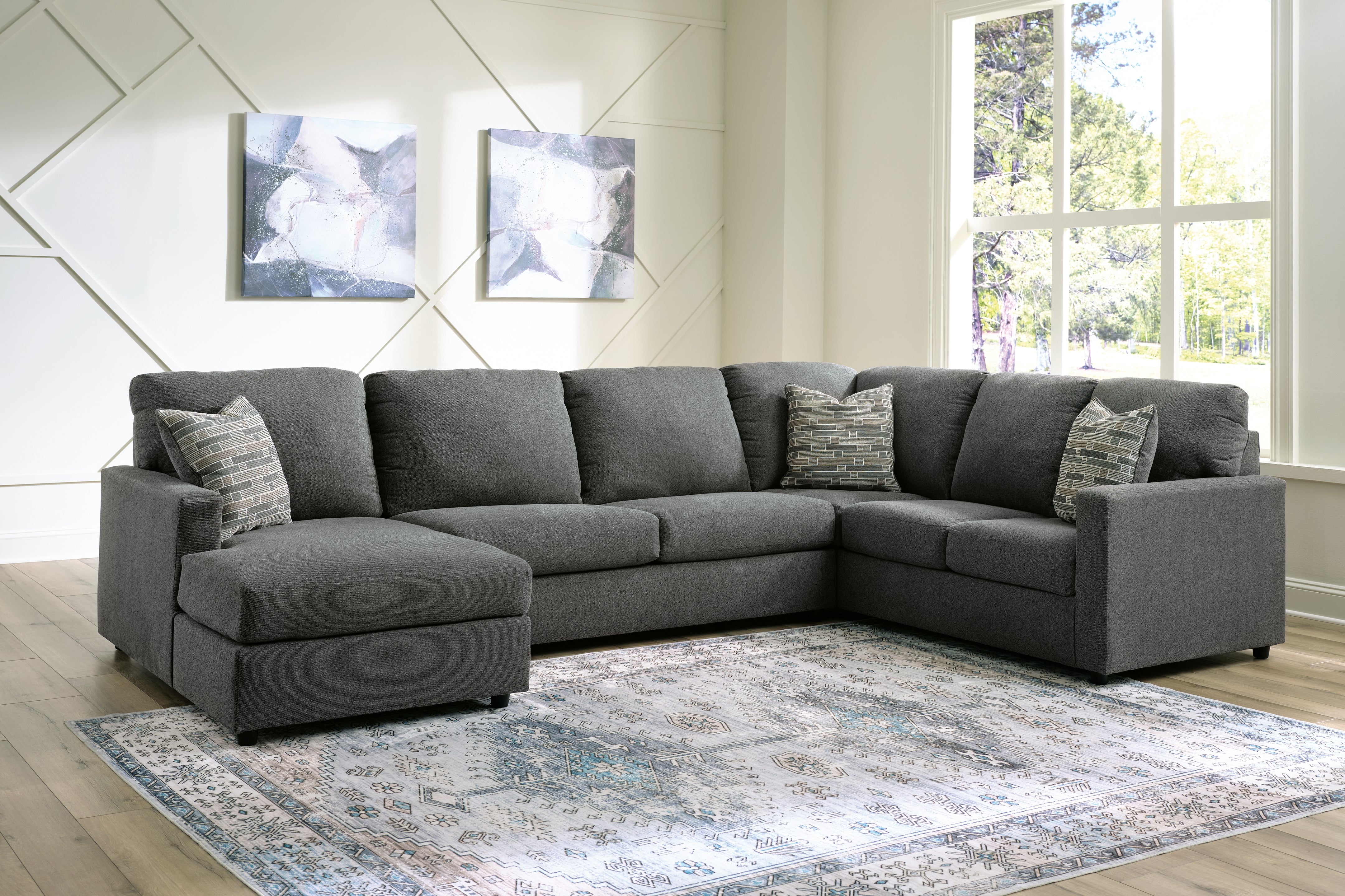 Sectionals for Less - Ashley Furniture - Edenfield Sectional - RAF 3-Piece Sectional with Chaise / Charcoal - 29003S1