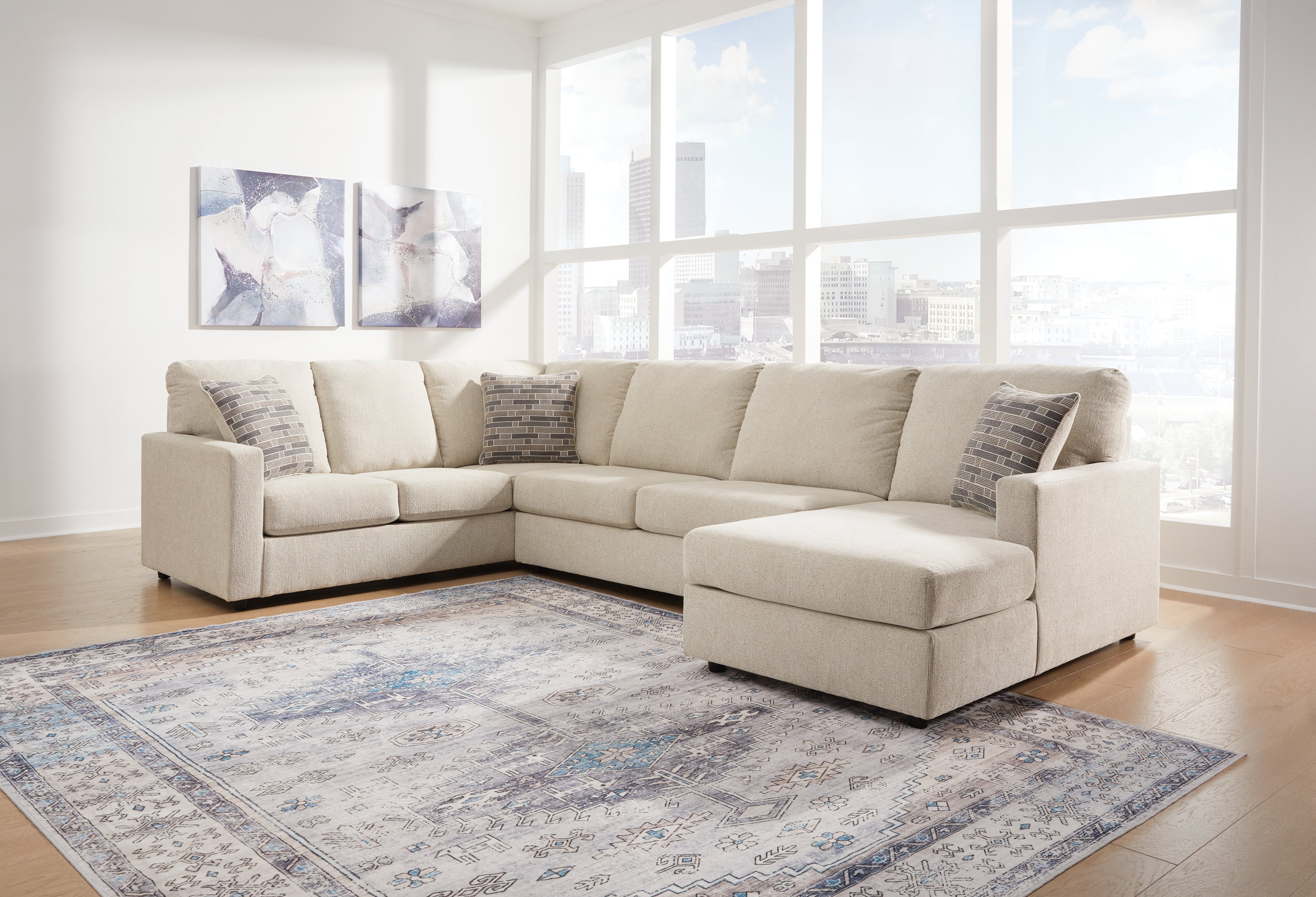 Sectionals for Less - Ashley Furniture - Edenfield Sectional - LAF 3-Piece Sectional with Chaise / Linen - 29004S2