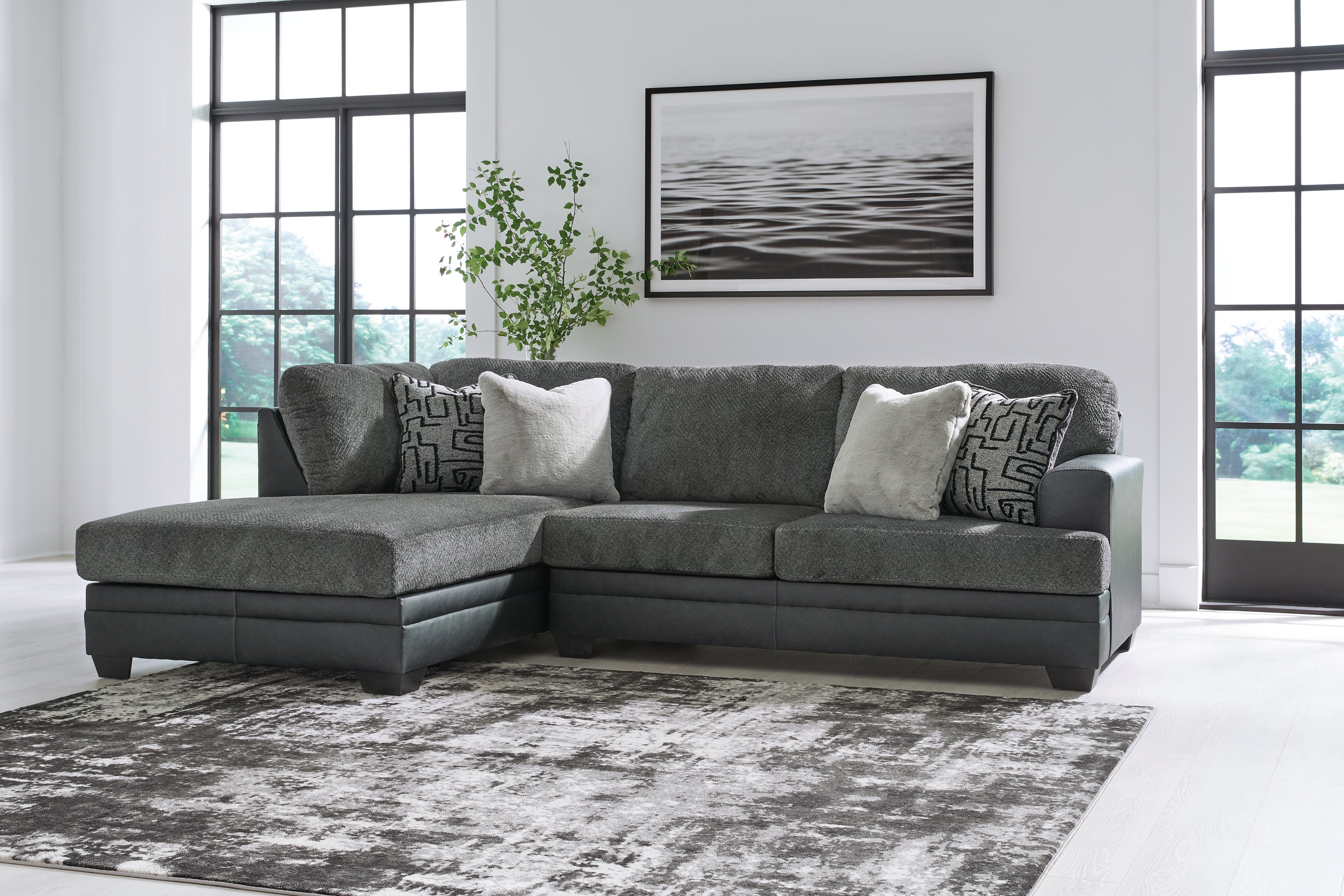 Sectionals for Less - Ashley Furniture - Brixley Pier Sectional - RAF 2-Piece Sectional with Chaise / Graphite - 29906S1