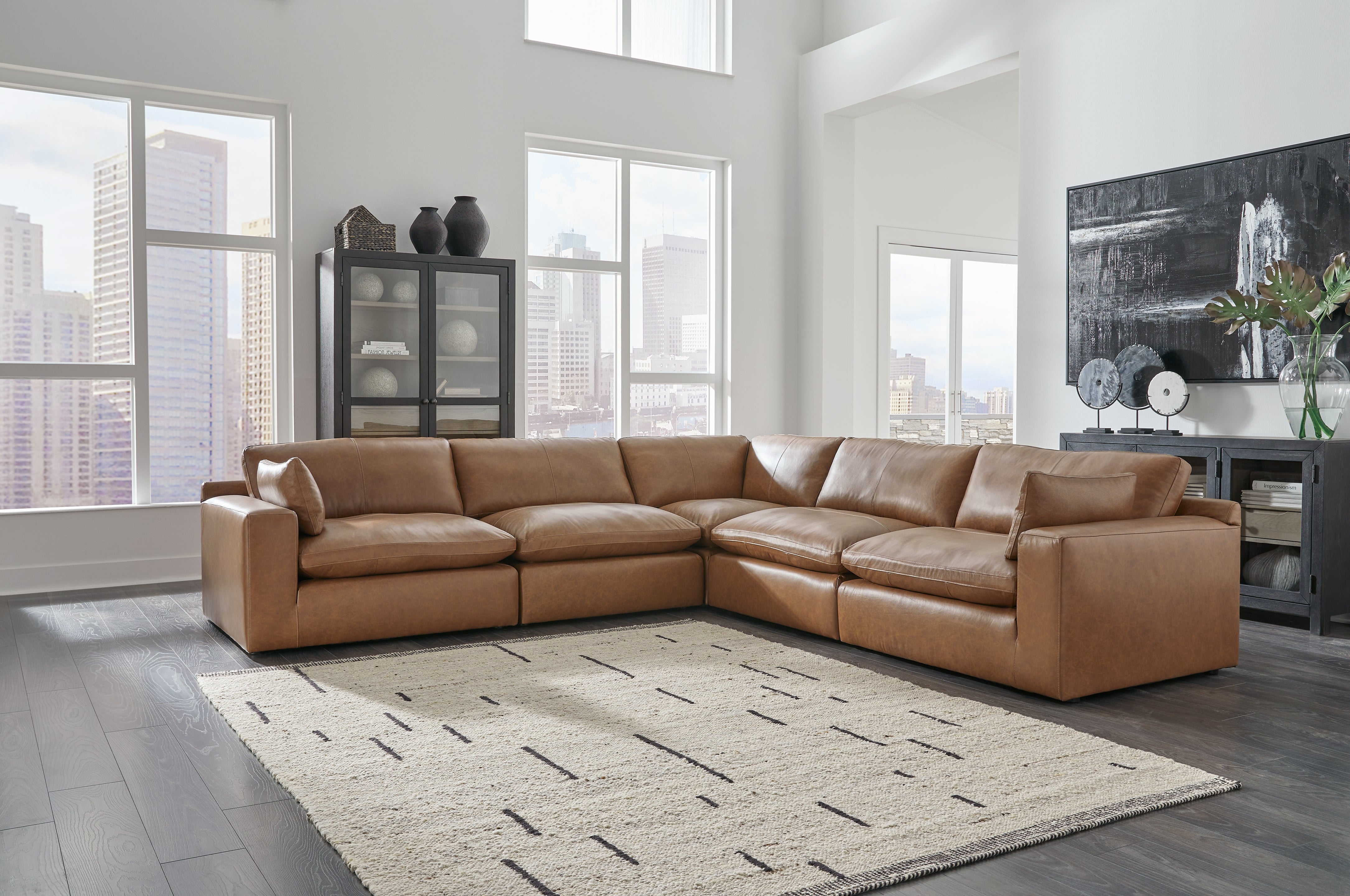 Sectionals for Less - Ashley Furniture - Emilia Sectional - RAF 5-Piece Sectional / Caramel - 30901S4