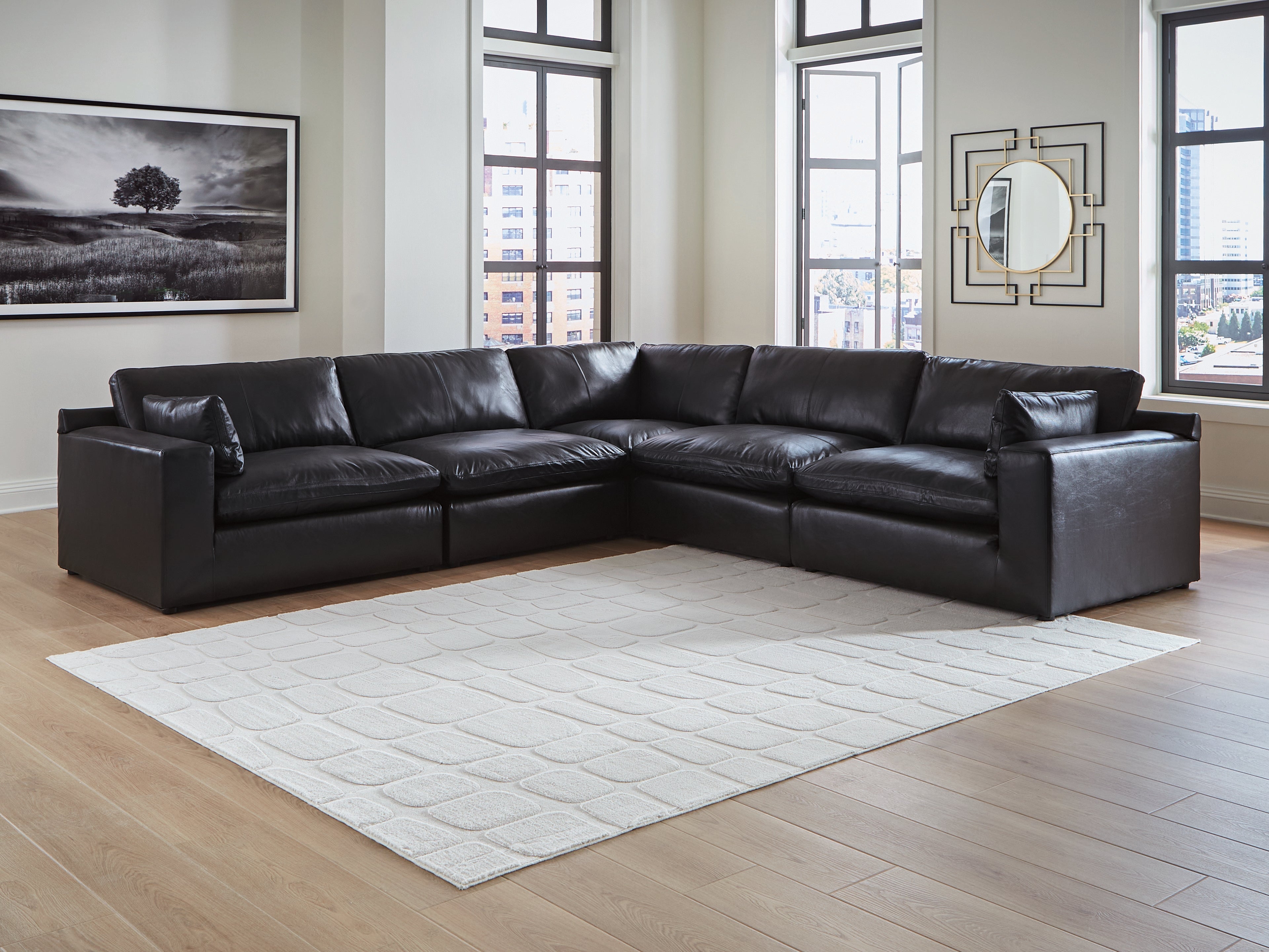 Sectionals for Less - Ashley Furniture - Emilia Sectional - RAF 5-Piece Sectional / Black - 30902S4