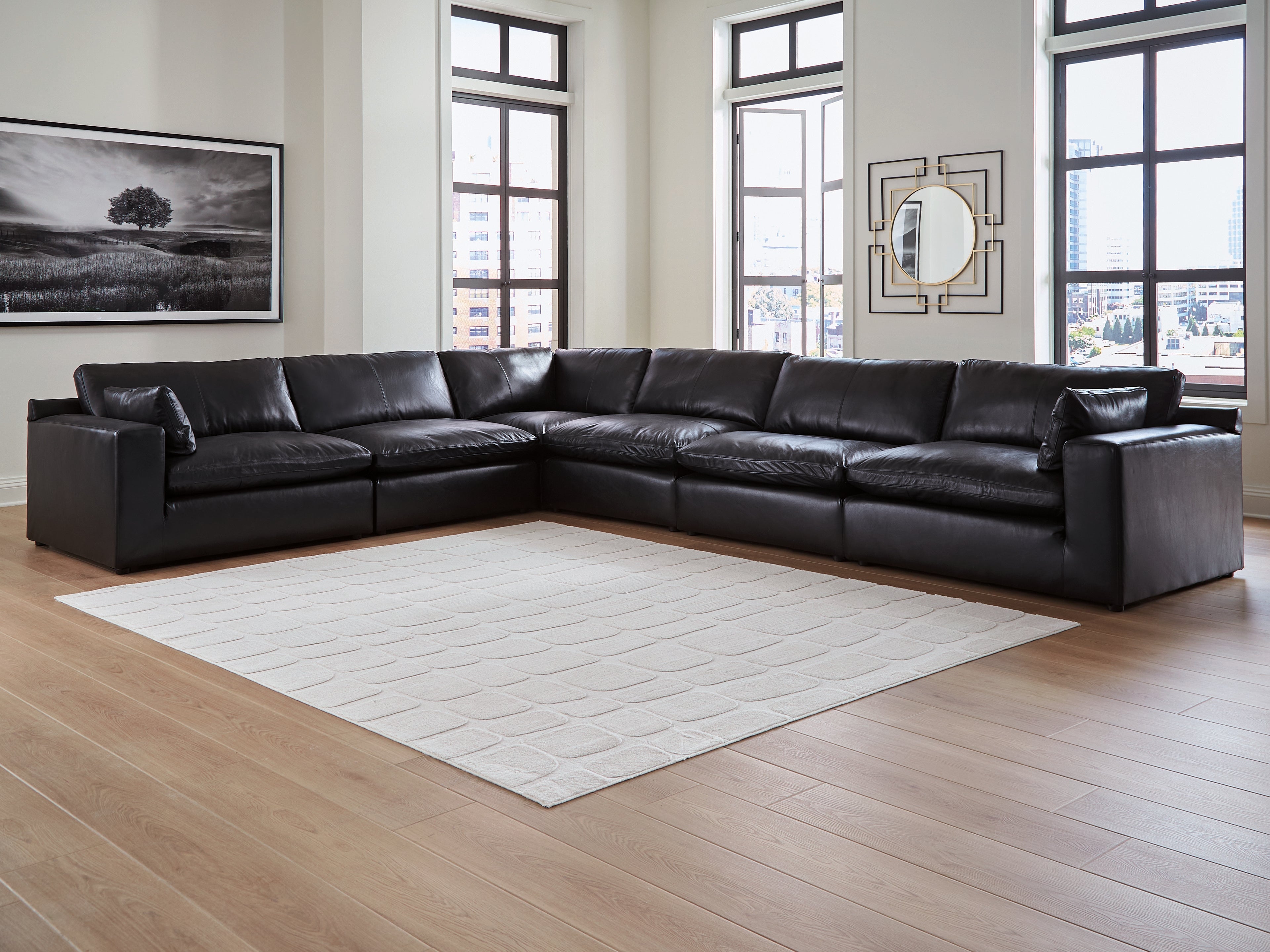Sectionals for Less - Ashley Furniture - Emilia Sectional - RAF 6-Piece Sectional / Black - 30902S5