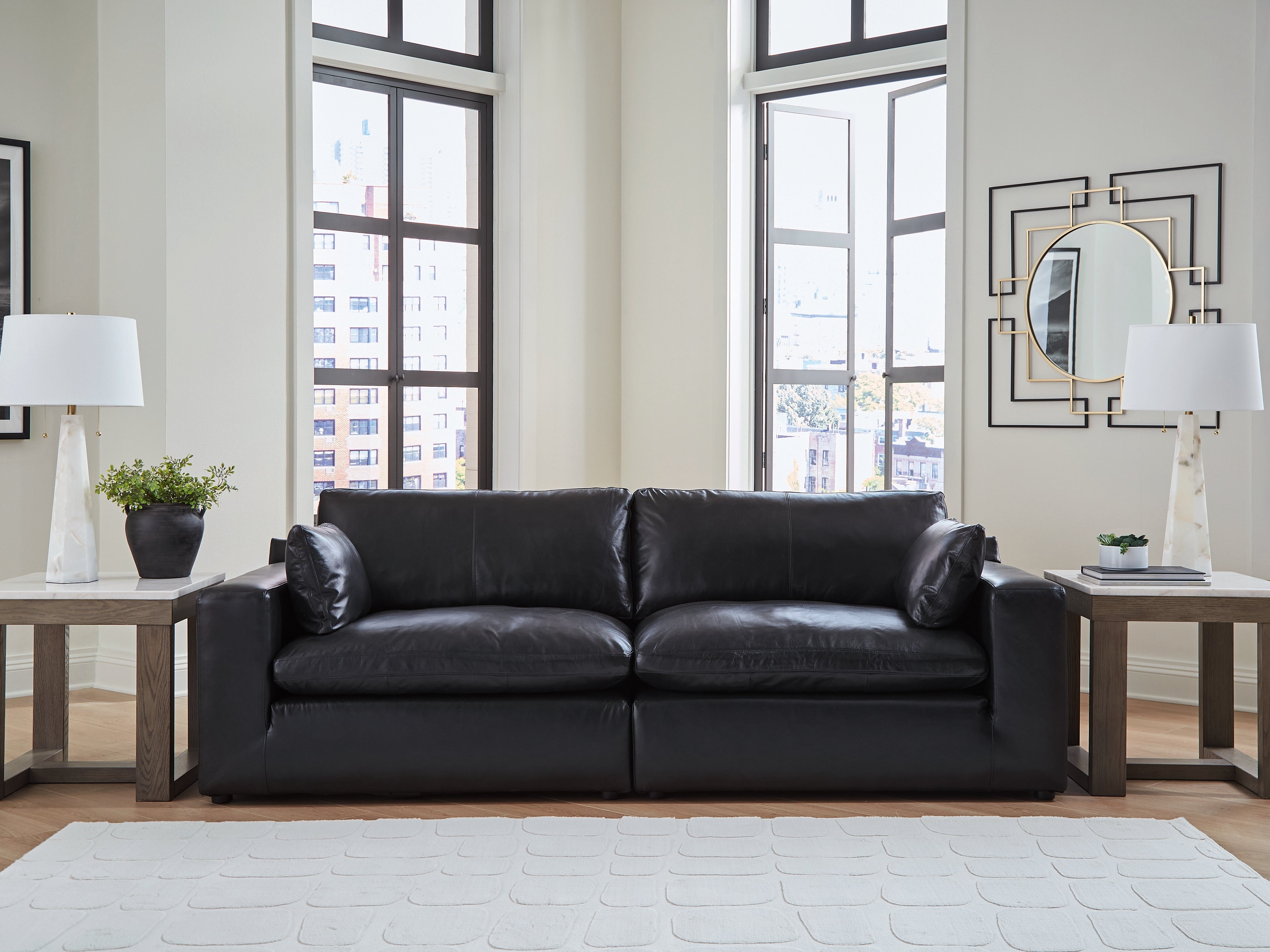 Sectionals for Less - Ashley Furniture - Emilia Sectional - RAF 2-Piece Sectional Loveseat / Black - 30902S1