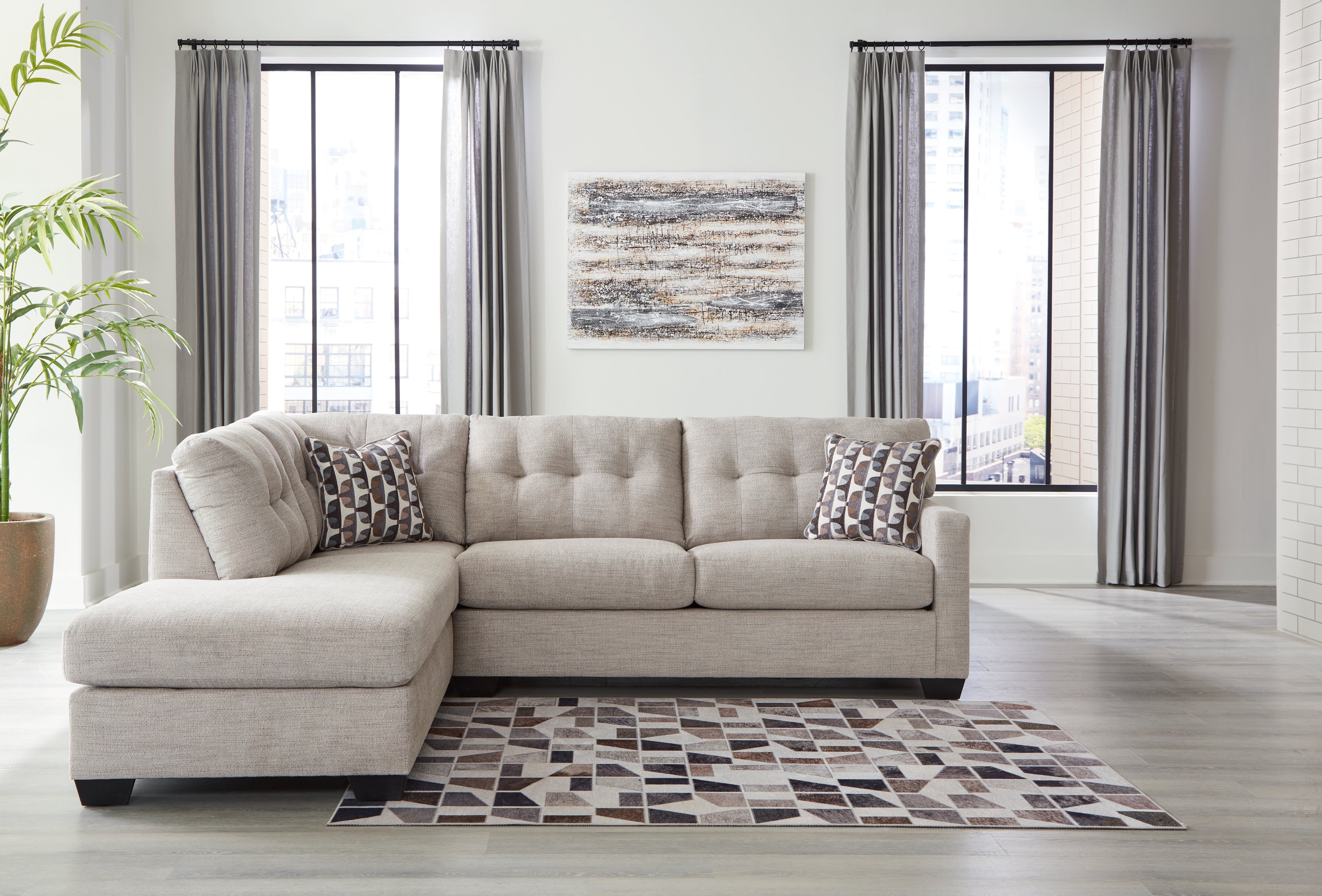 Sectionals for Less - Ashley Furniture - Mahoney Sectional - RAF 2-Piece Sectional with Chaise / Pebble - 31004S1