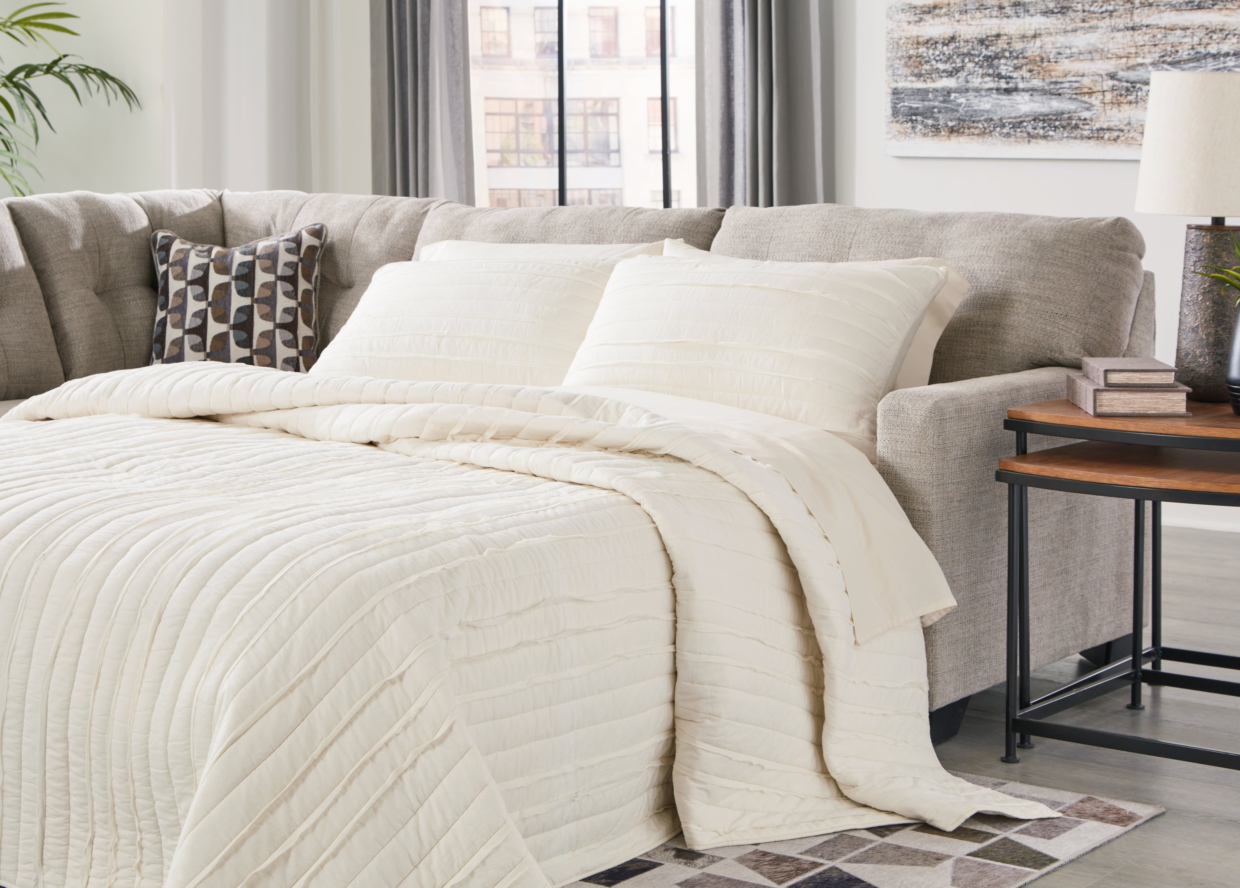 Sectionals for Less - Ashley Furniture - Mahoney Sectional - RAF 2-Piece Sleeper Sectional with Chaise / Pebble - 31004S3