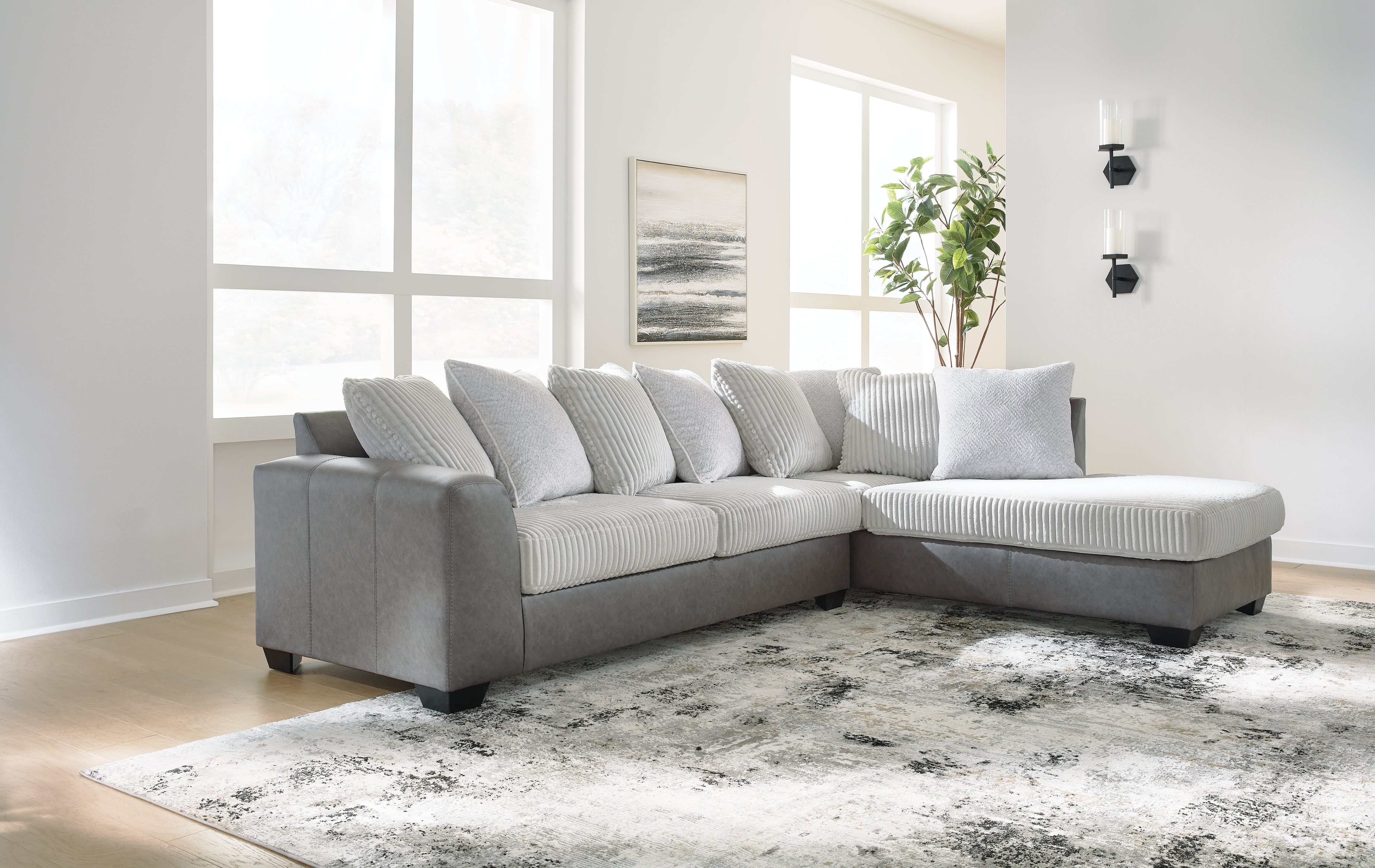 Sectionals for Less - Ashley Furniture - Clairette Court Sectional - LAF 2-Piece Sectional with Chaise / Alloy - 31503S2