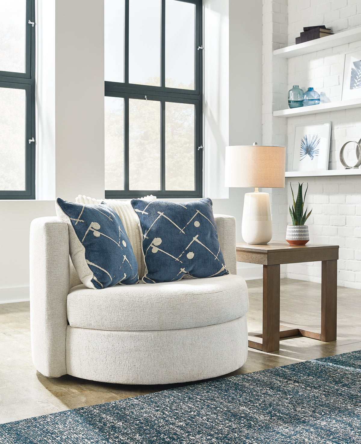 Sectionals for Less - Ashley Furniture - Padova Living Room - Swivel Accent Chair / Ivory - 3370644