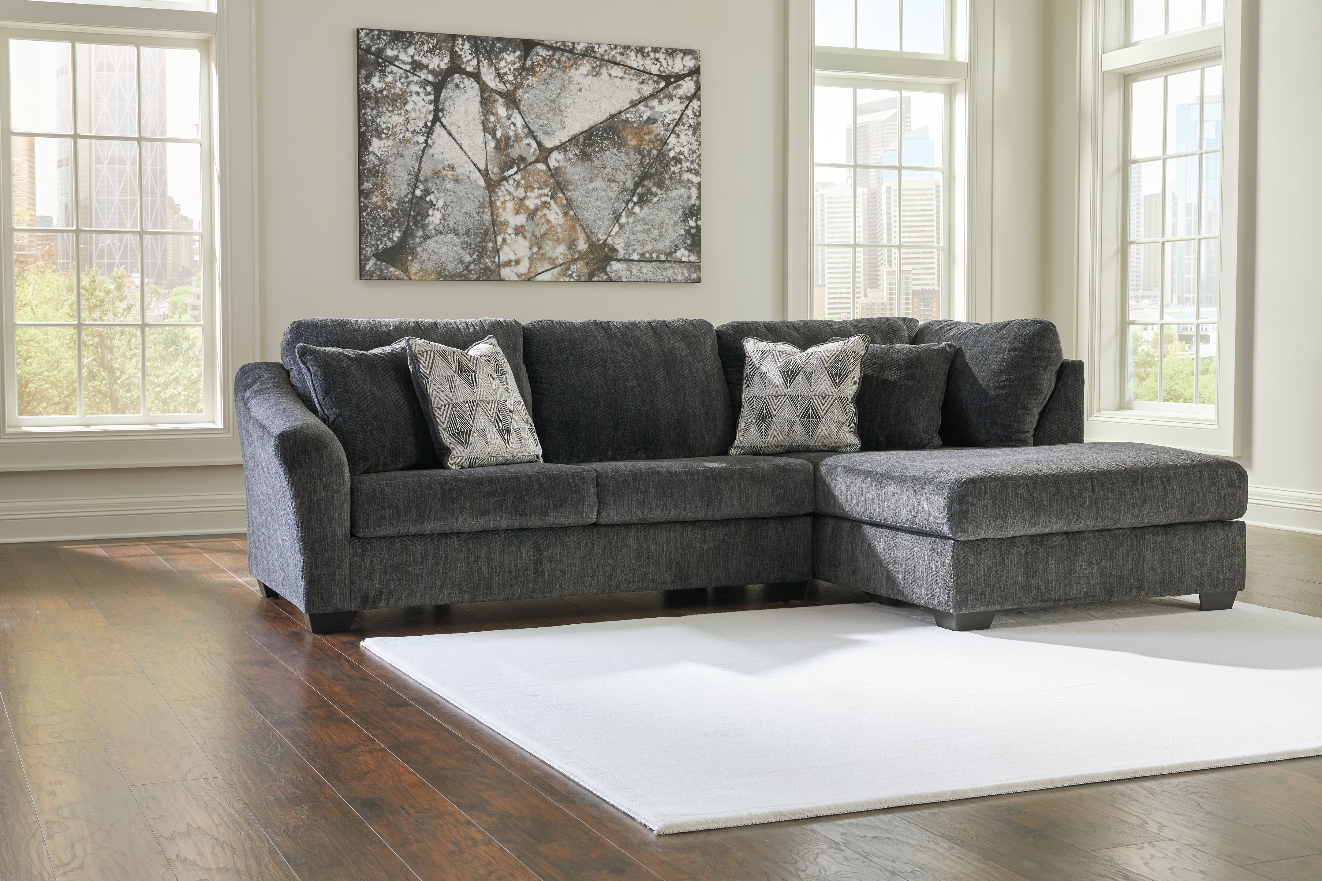 Sectionals for Less - Ashley Furniture - Biddeford Sectional - LAF 2-Piece Sectional with Chaise / Shadow - 35504S2