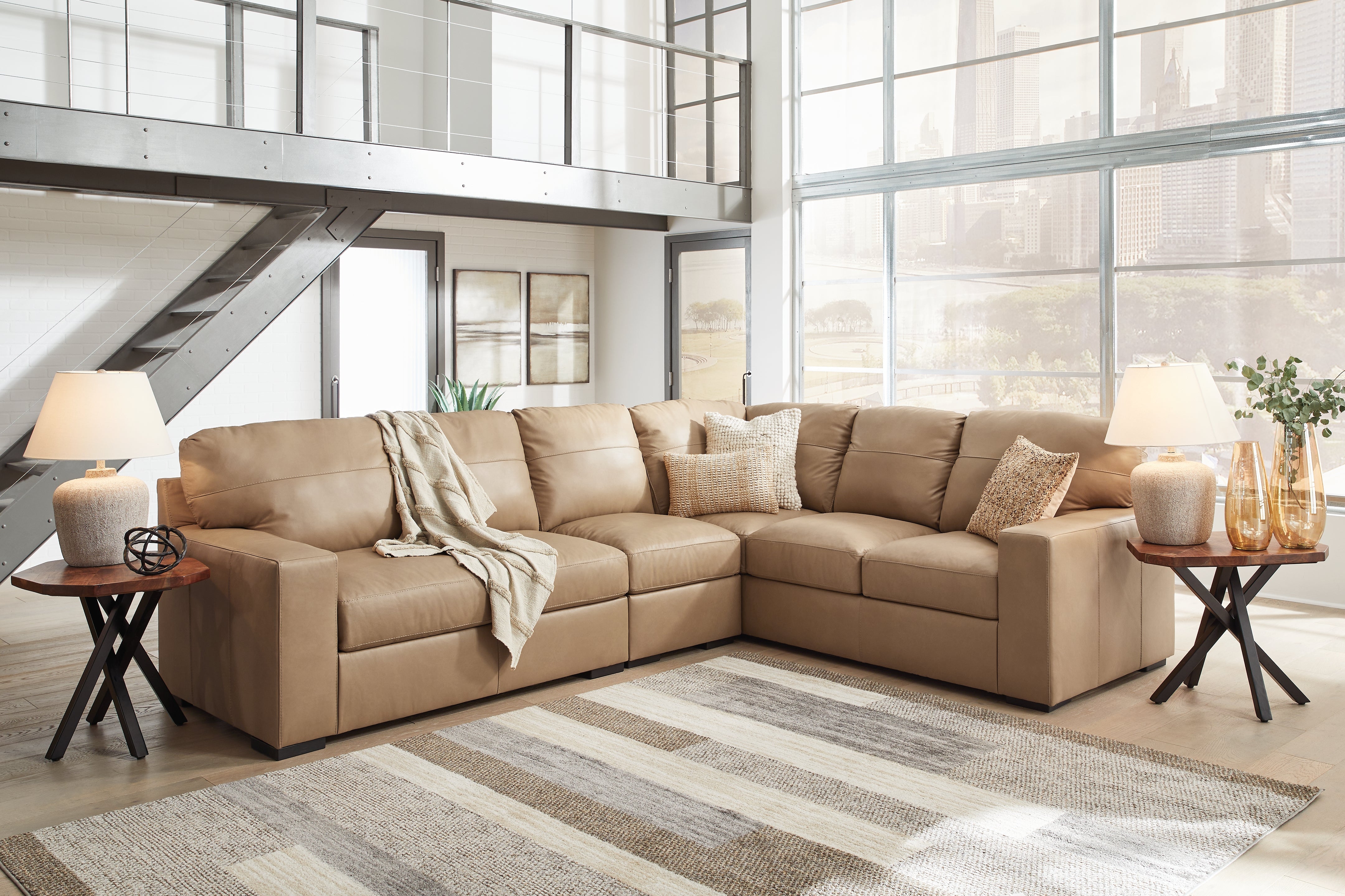 Sectionals for Less - Ashley Furniture - Bandon Sectional - RAF 3-Piece Sectional / Toffee - 38006S4