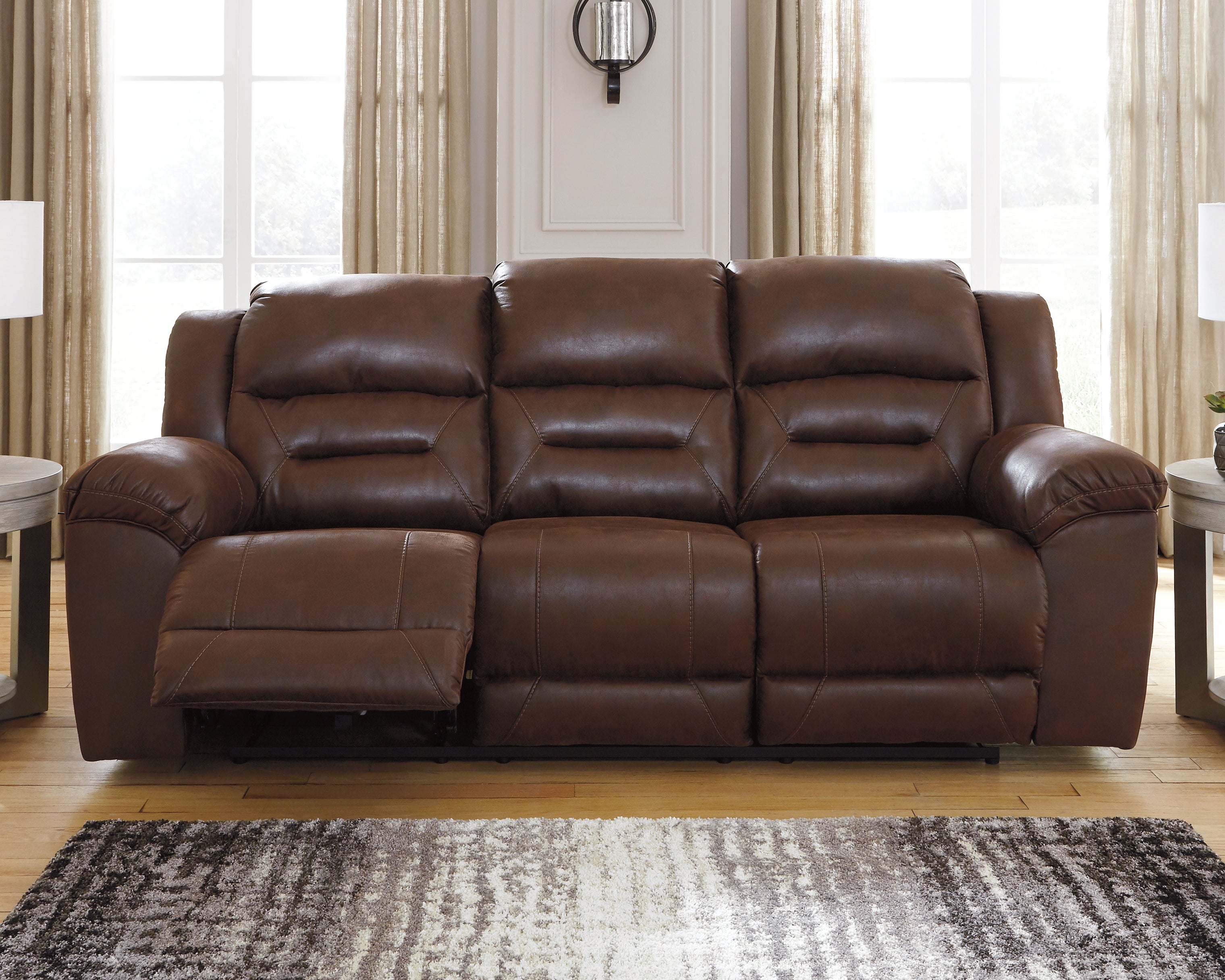 Sectionals for Less - Ashley Furniture - Stoneland Living Room - Reclining Power Sofa / Chocolate - 3990487