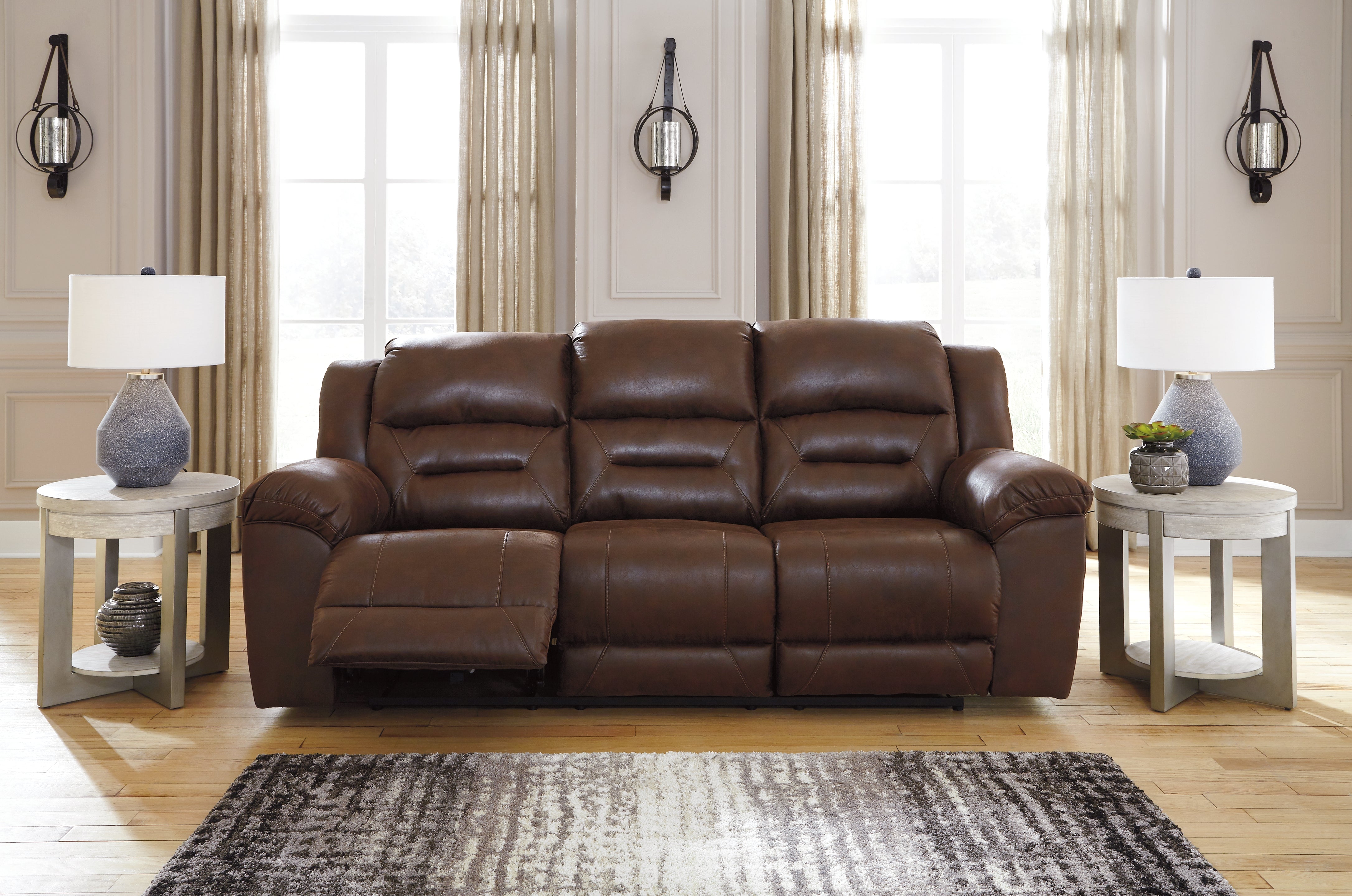 Sectionals for Less - Ashley Furniture - Stoneland Living Room - Reclining Sofa / Chocolate - 3990488