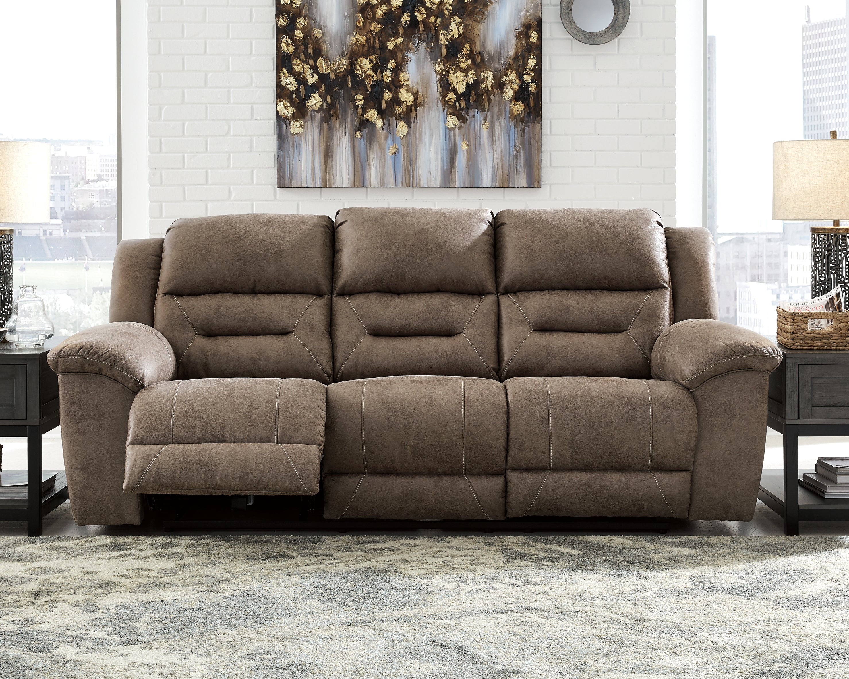 Sectionals for Less - Ashley Furniture - Stoneland Living Room - Reclining Sofa / Fossil - 3990588