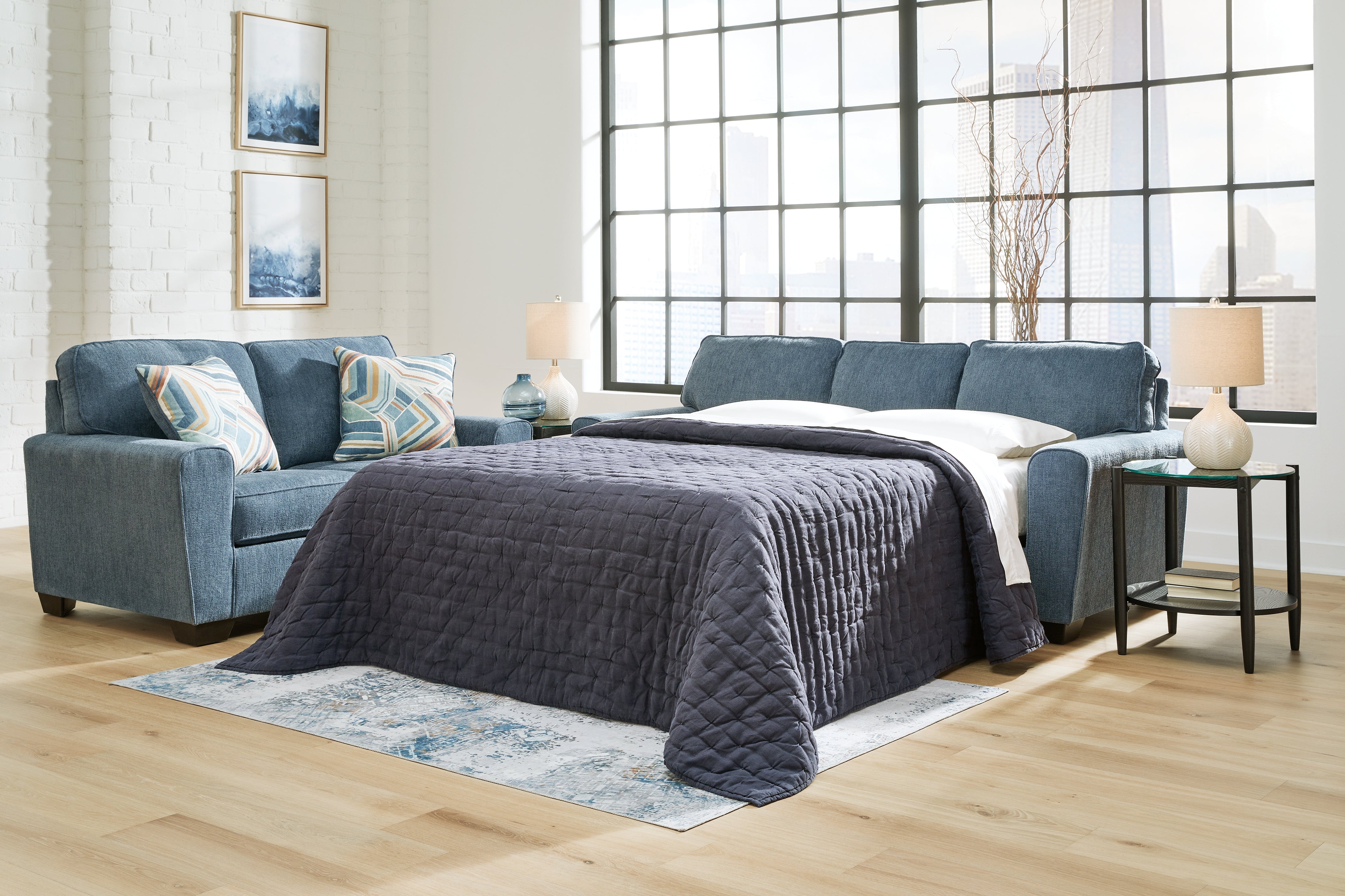 Sectionals for Less - Ashley Furniture - Cashton Living Room - Queen Sofa Sleeper / Blue - 4060539