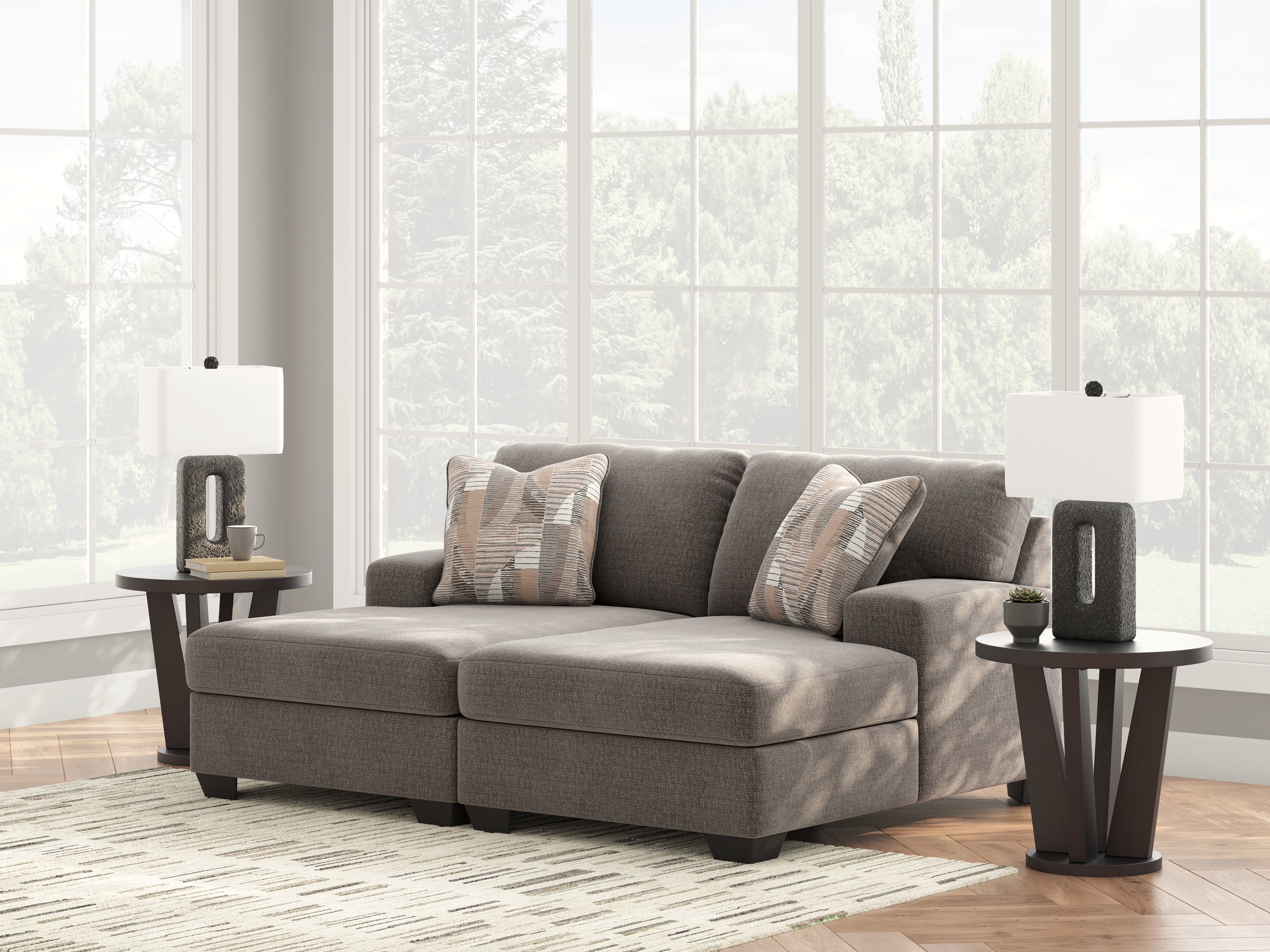 Sectionals for Less - Ashley Furniture - Newellen Sectional - RAF 2-Piece Super Chaise / Greystone - 48405S4