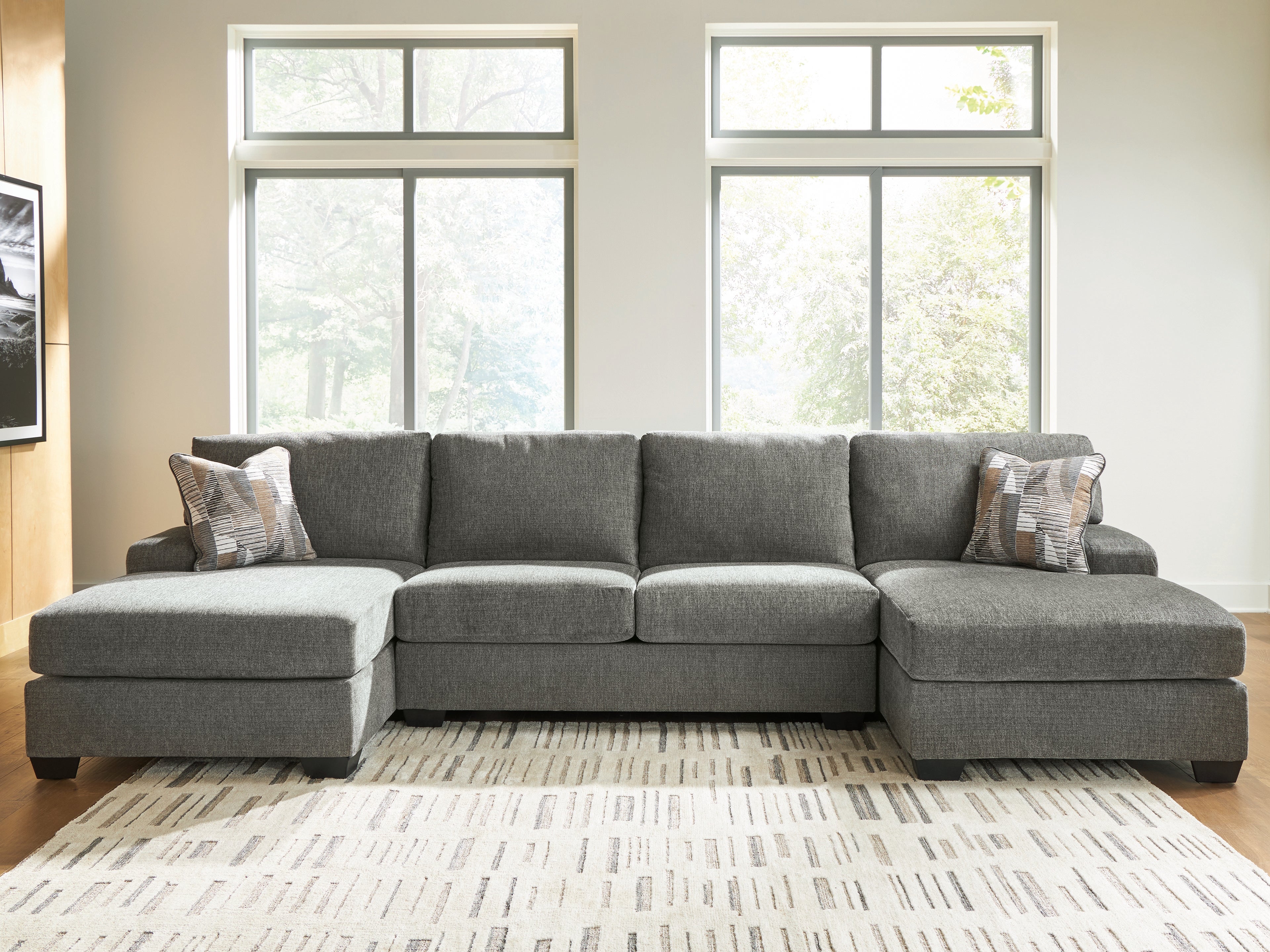 Sectionals for Less - Ashley Furniture - Clarington Sectional - RAF 3-Piece Sectional with Double Chaise / Greystone - PC48405S3
