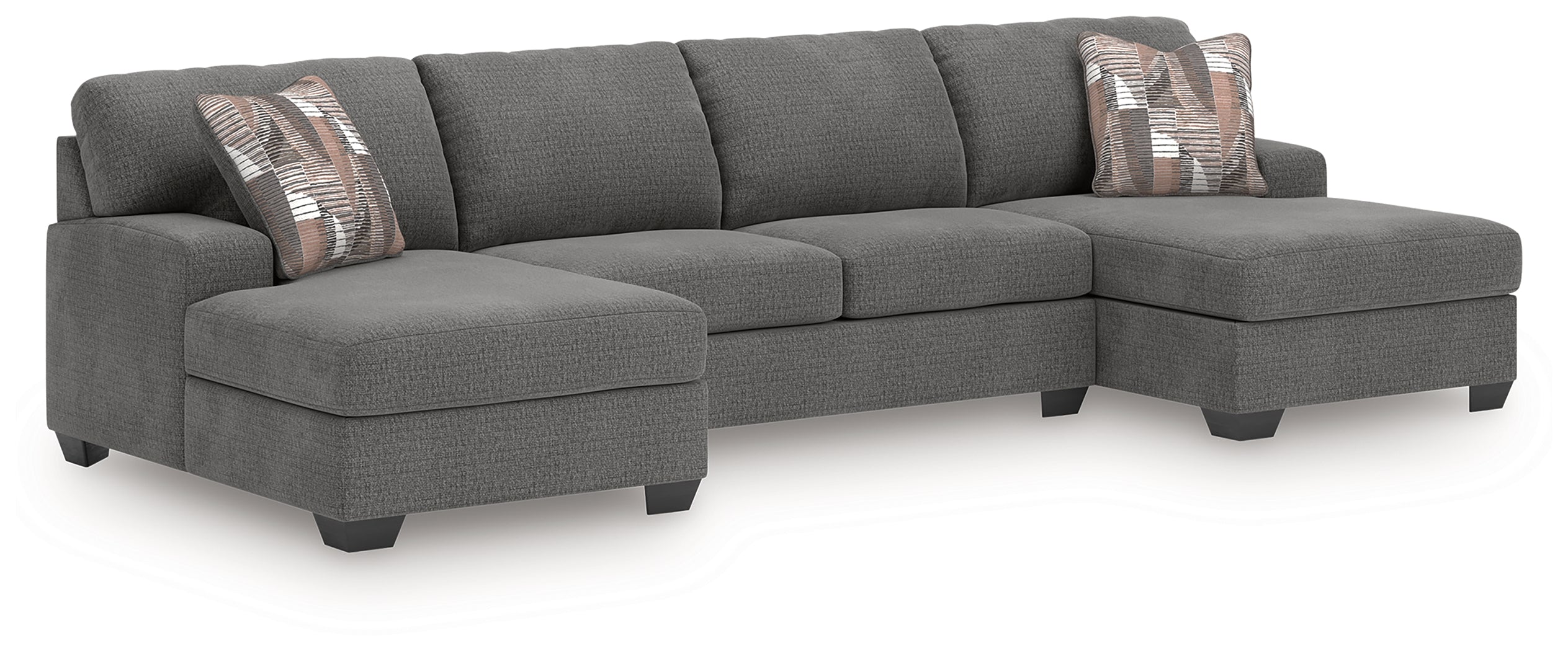 Sectionals for Less - Ashley Furniture - Newellen Sectional - RAF 3-Piece Sectional with Double Chaise / Greystone - 48405S3