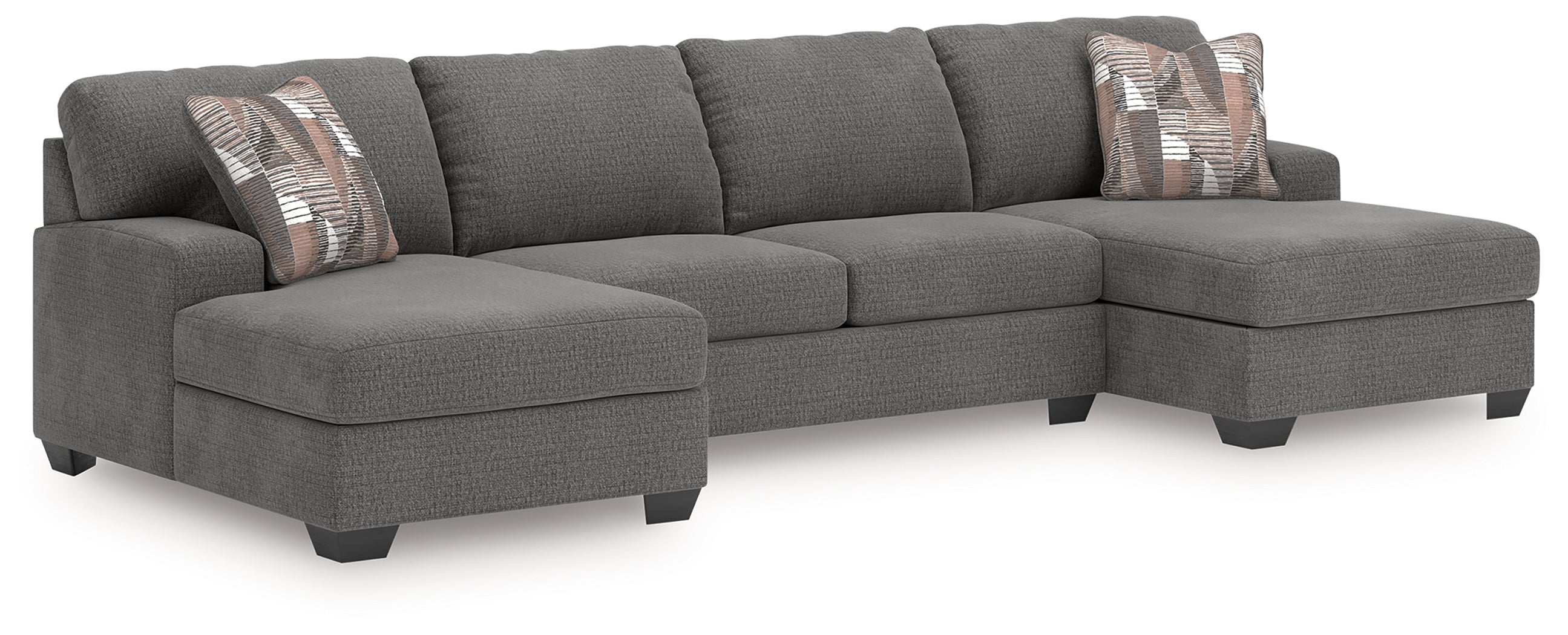 Sectionals for Less - Ashley Furniture - Newellen Sectional - RAF 3-Piece Sleeper Sectional with Double Chaise / Greystone - 48405S7