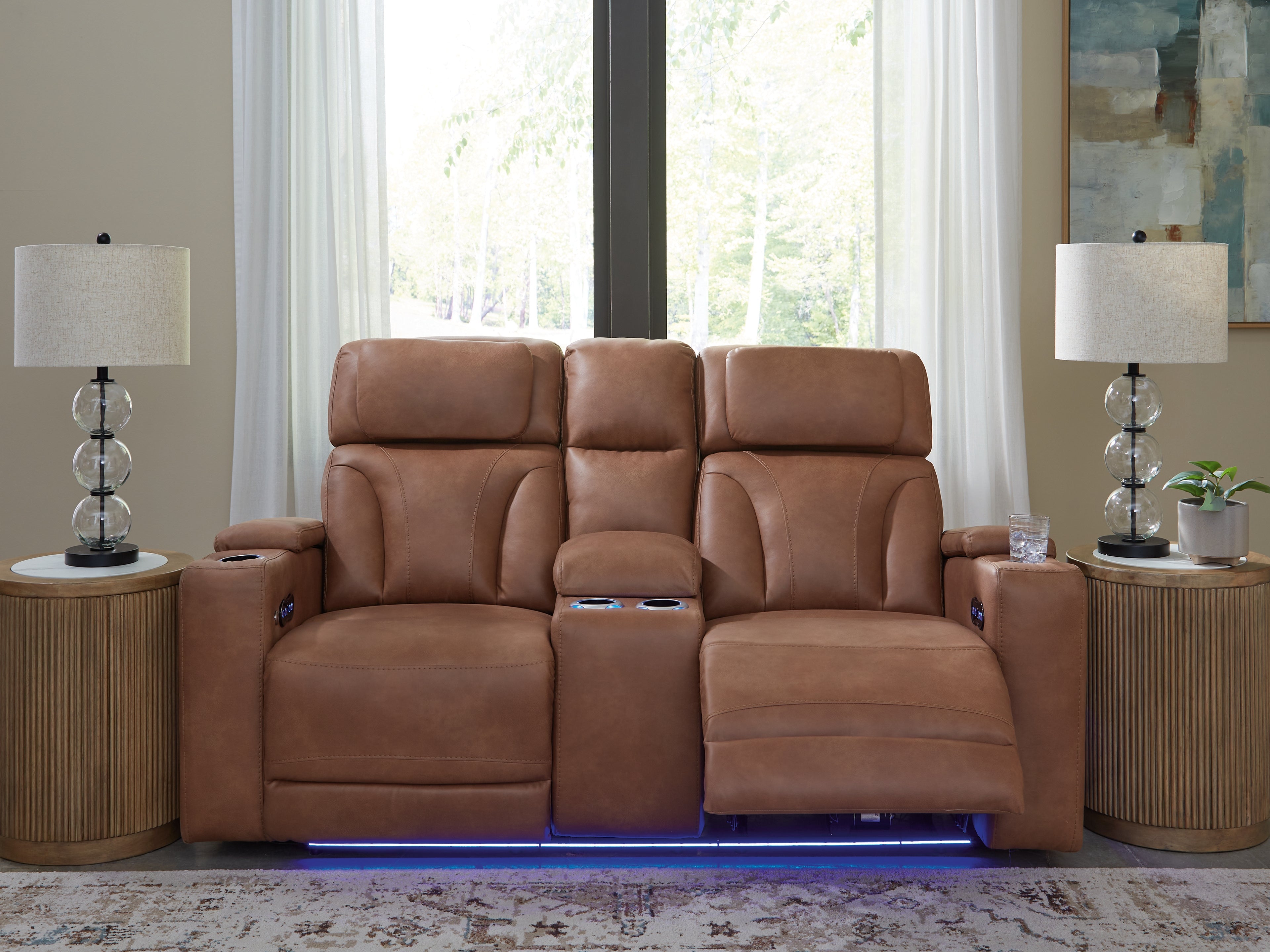 Sectionals for Less - Ashley Furniture - Clean-Slate Living Room - PWR REC Loveseat/CON/ADJ HDRST / Caramel - PC5010118