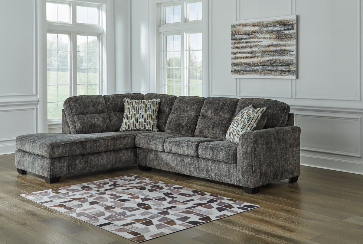 Sectionals for Less - Ashley Furniture - Lonoke Sectional - LAF 2-Piece Sectional with Chaise / Gunmetal - 50504S2