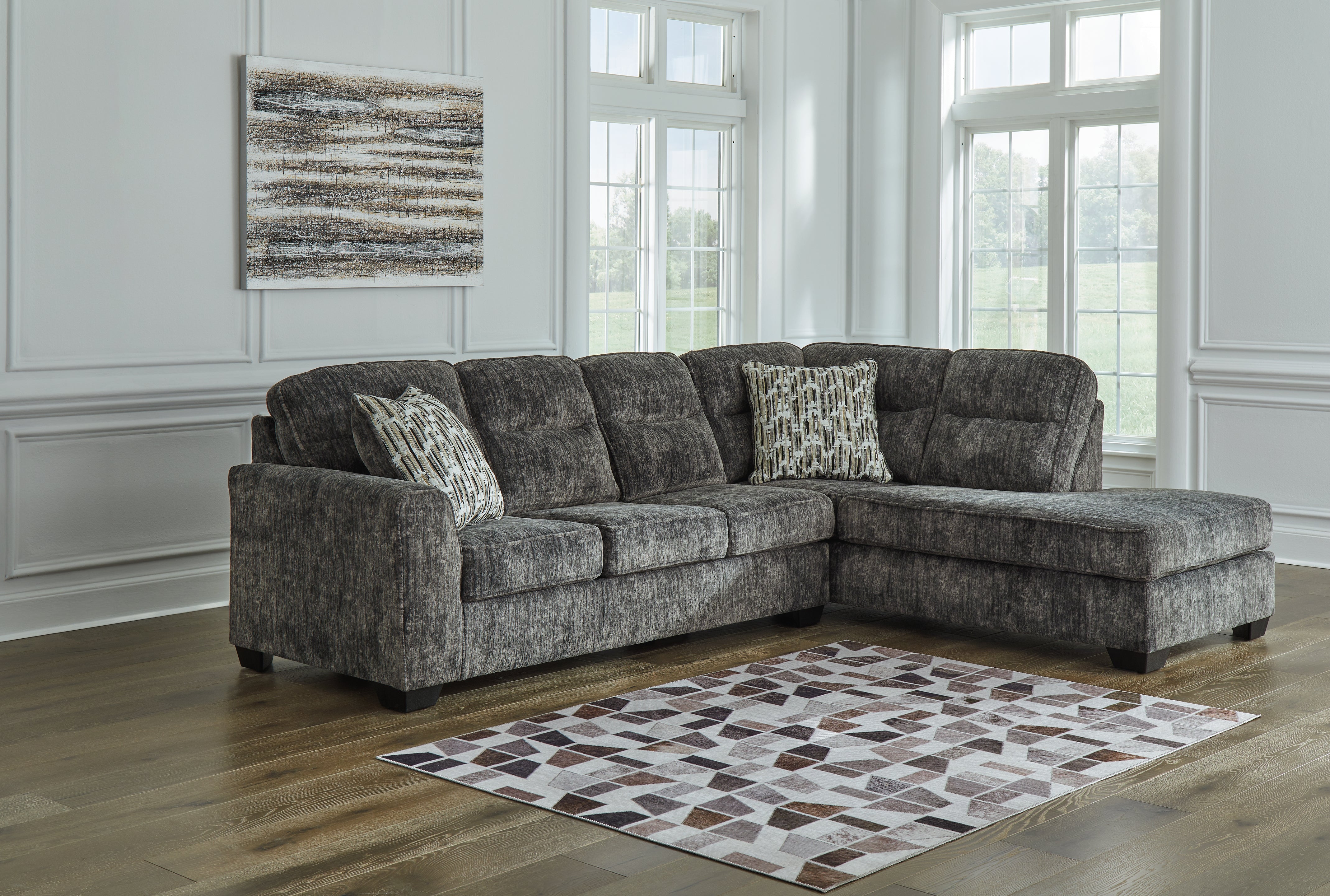 Sectionals for Less - Ashley Furniture - Lonoke Sectional - LAF 2-Piece Sectional with Chaise / Gunmetal - 50504S2