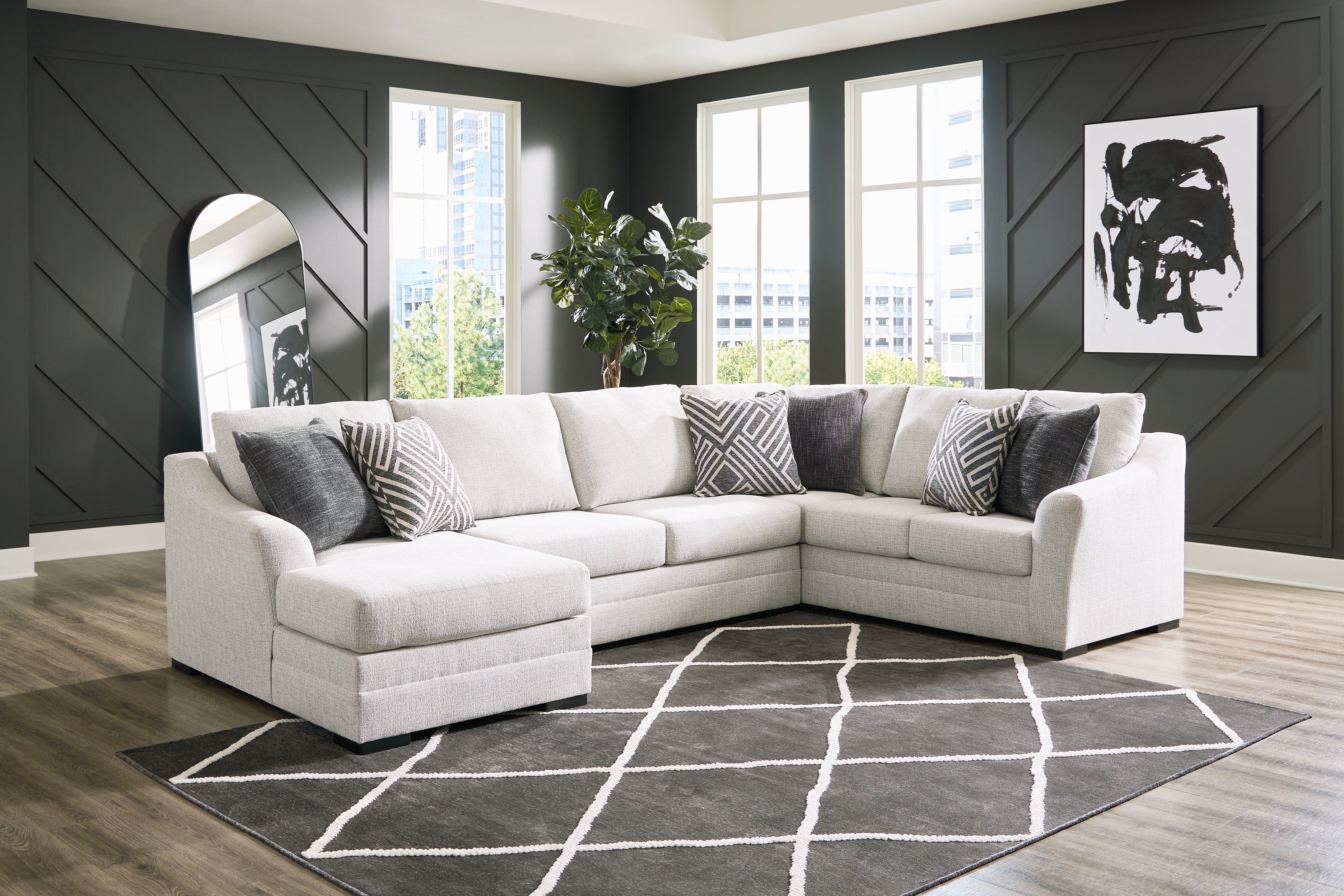 Sectionals for Less - Ashley Furniture - Koralynn Sectional - RAF 3-Piece Sectional with Chaise / Stone - 54102S1